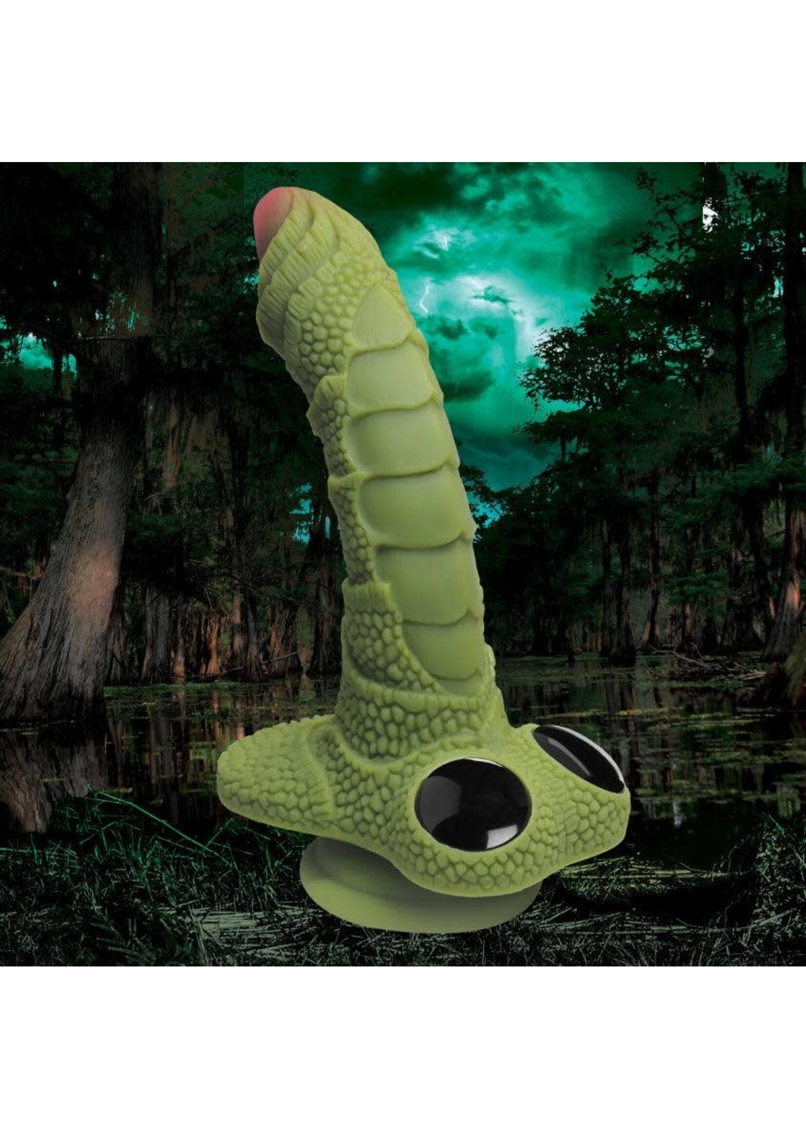 Creature Cocks Swamp Monster Green Scaly Silicone Dildo