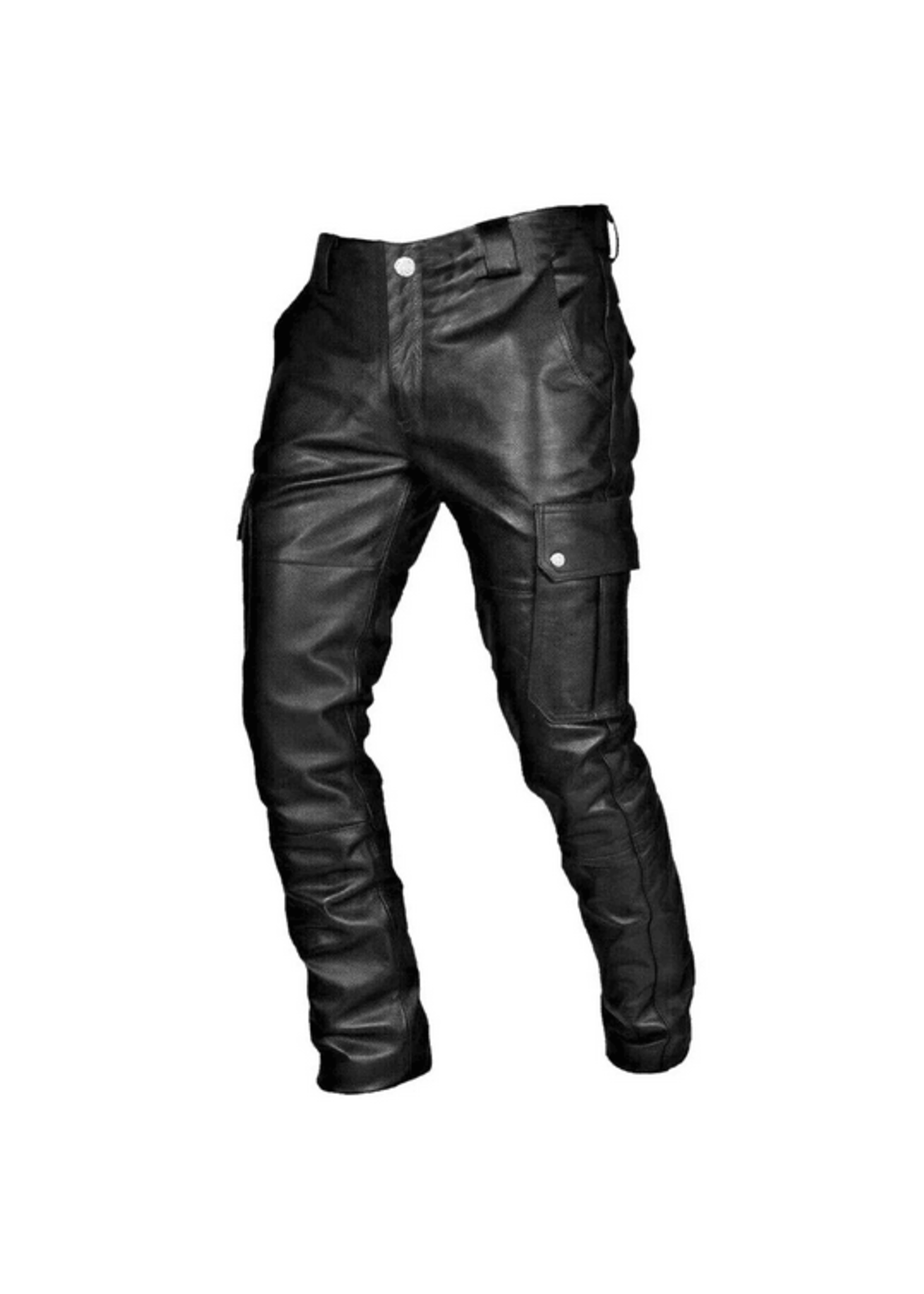 Men Faux Leather Wide Fit Pants