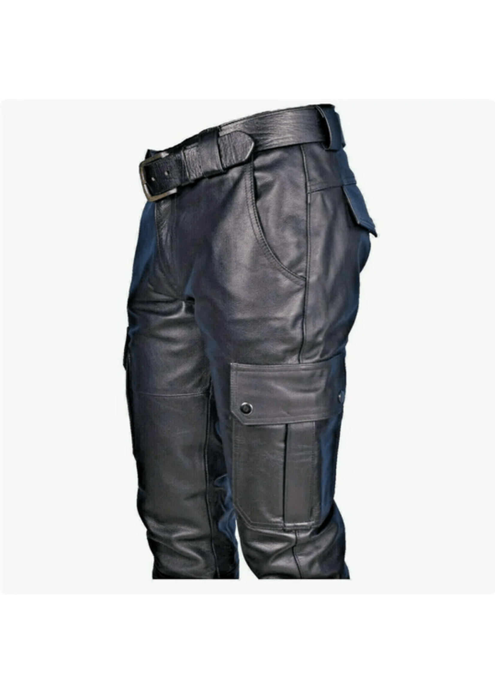 Men Faux Leather Wide Fit Pants