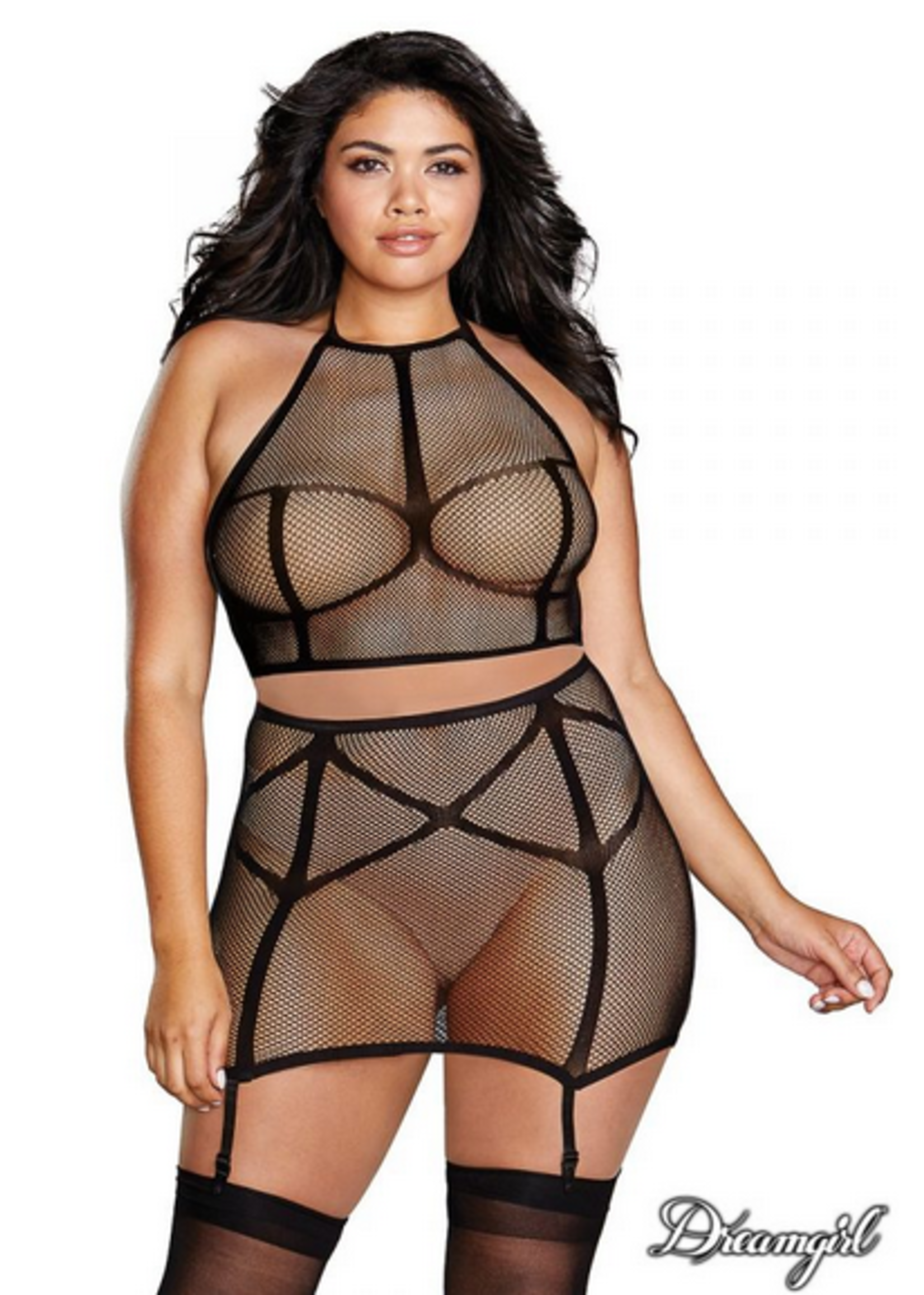 Dreamgirl 2Pc Seamless Fishnet Set