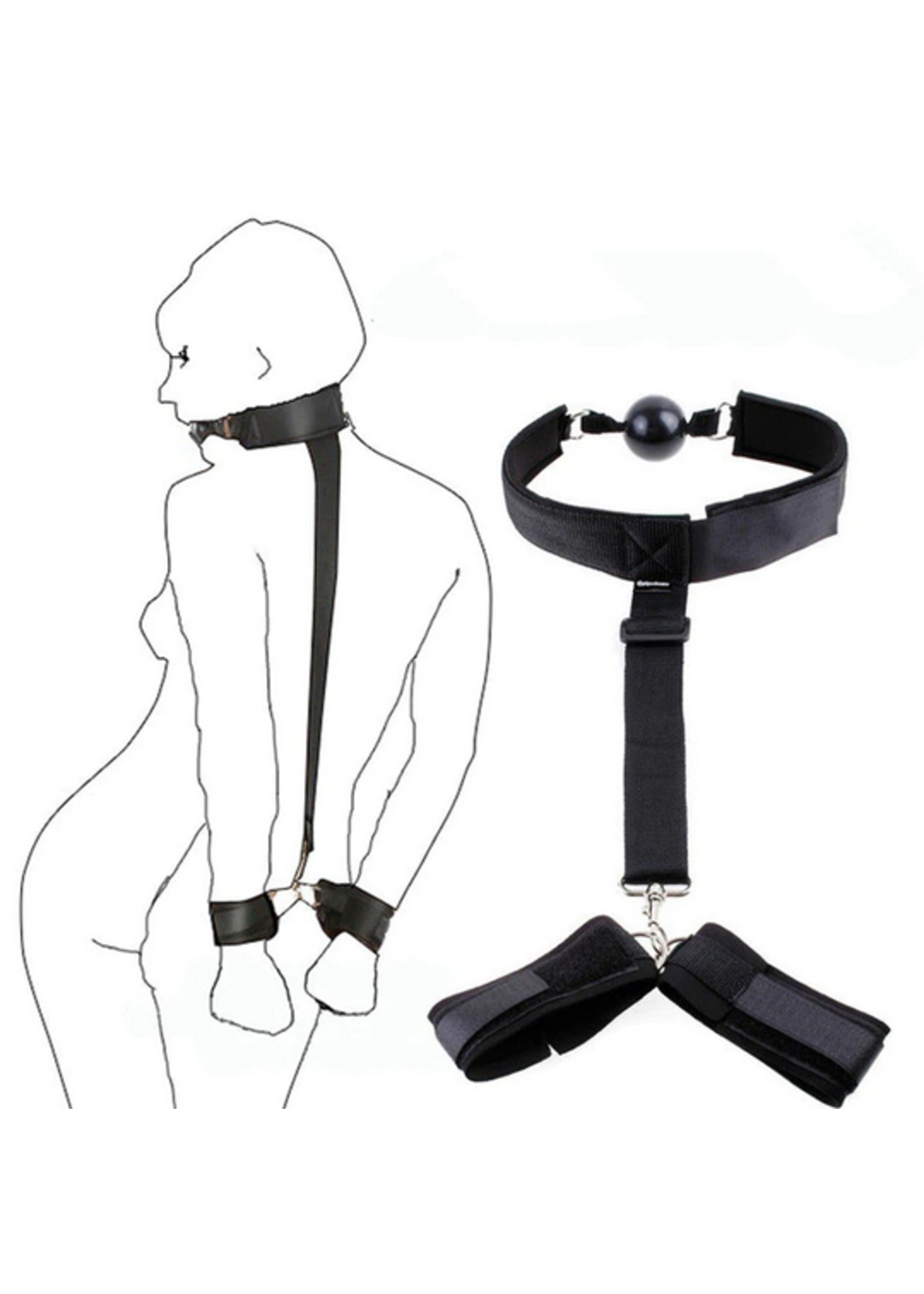 Clearance Value Gag and Cuff Harness Set Black