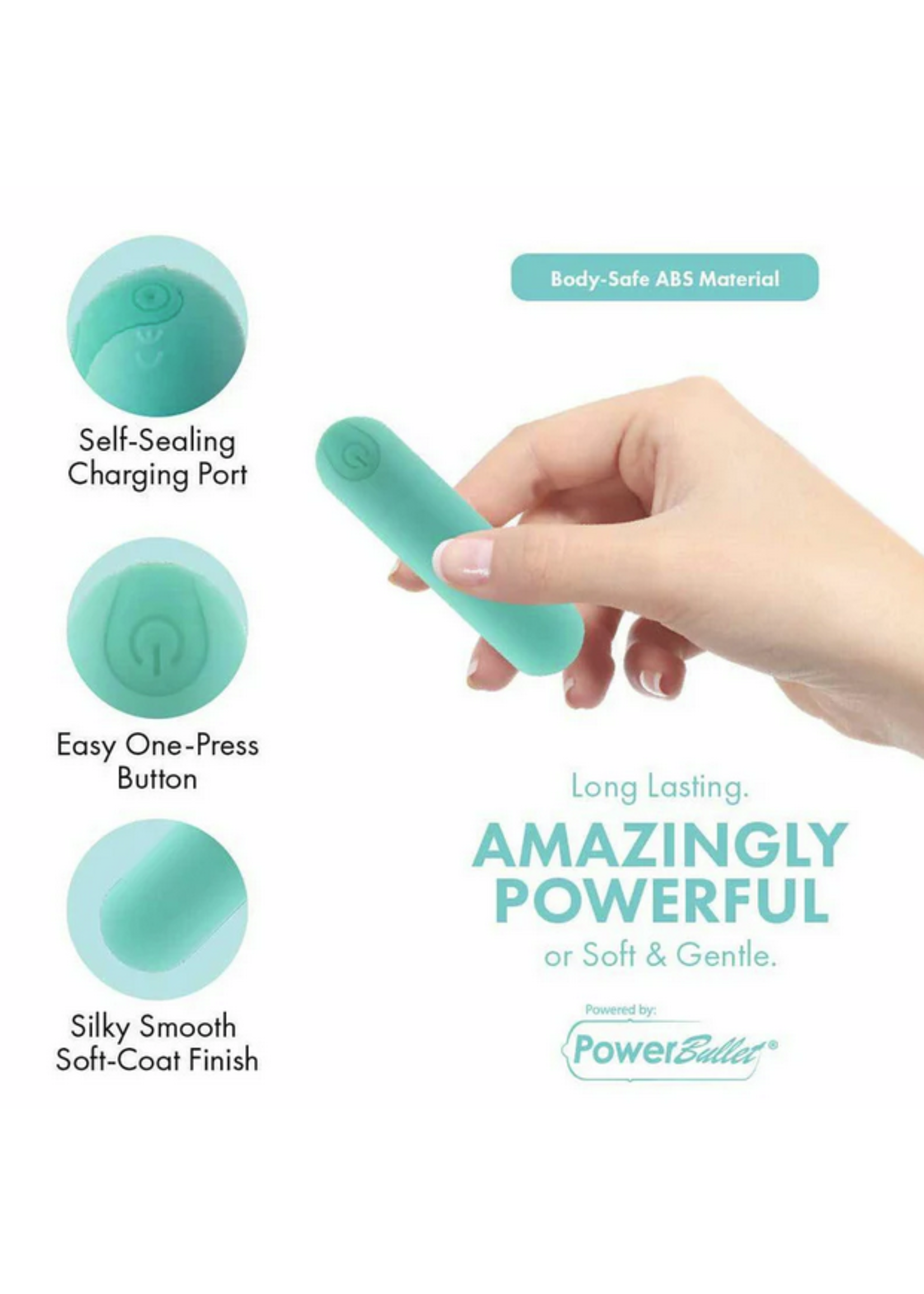 Pure Love Pure Love - Rechargeable Power Bullet With Silicone Case - Teal