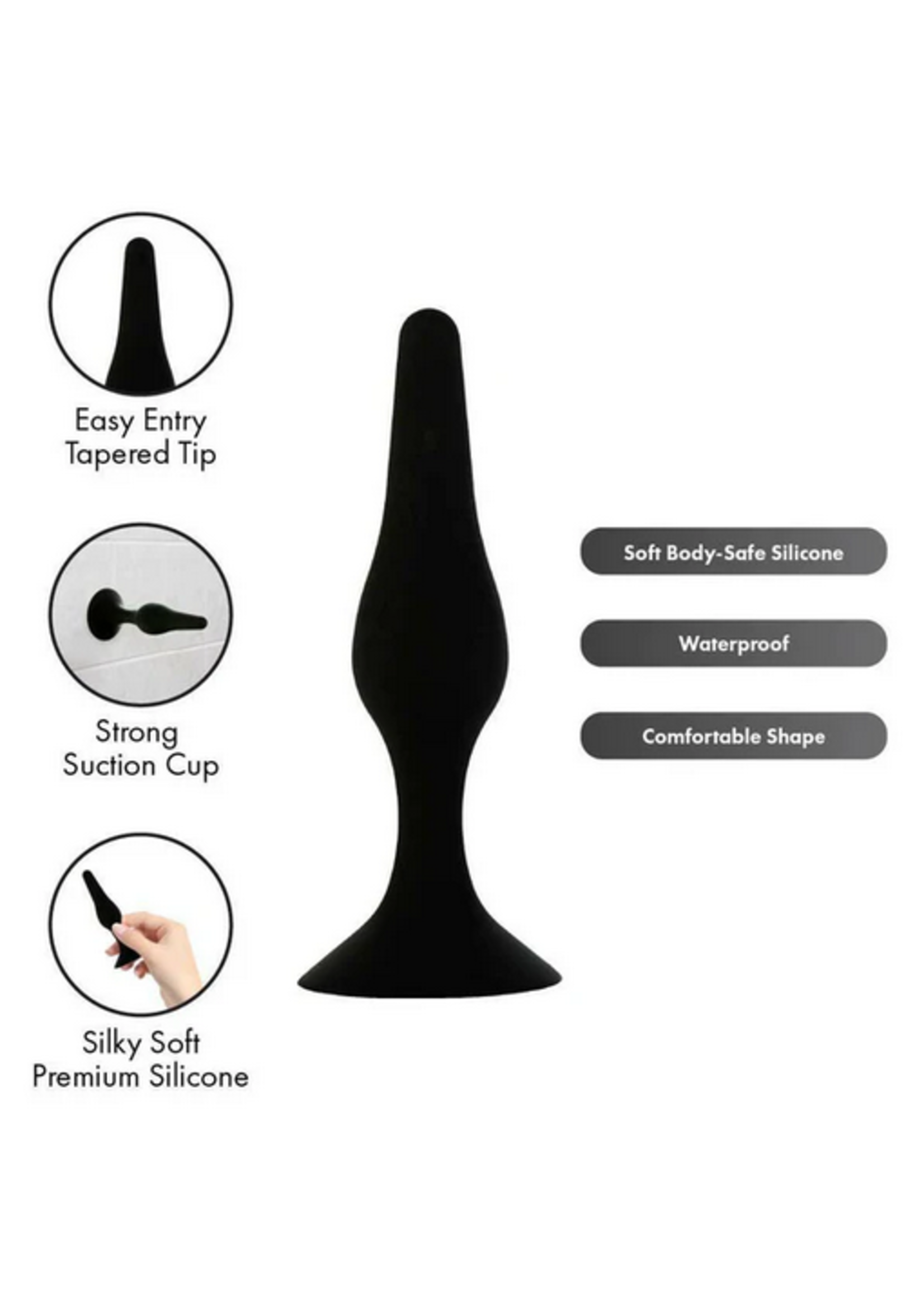 Clearance Pure Love - Silicone Butt Plug - Black