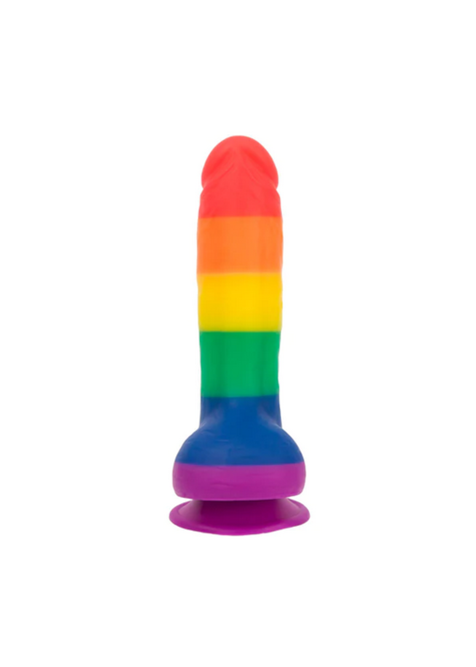 Pure Love Pure Love - Rainbow Silicone Dildo With Suction Base – 8 In.