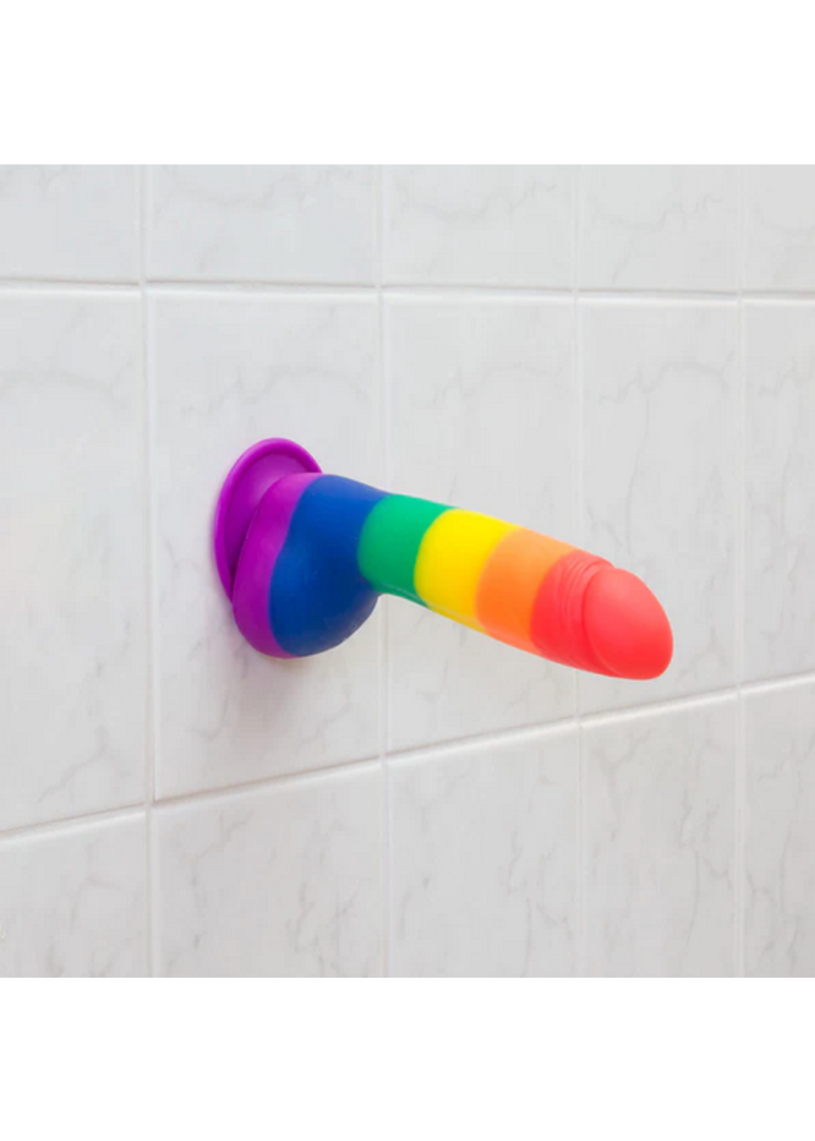 Pure Love Pure Love - Rainbow Silicone Dildo With Suction Base – 8 In.