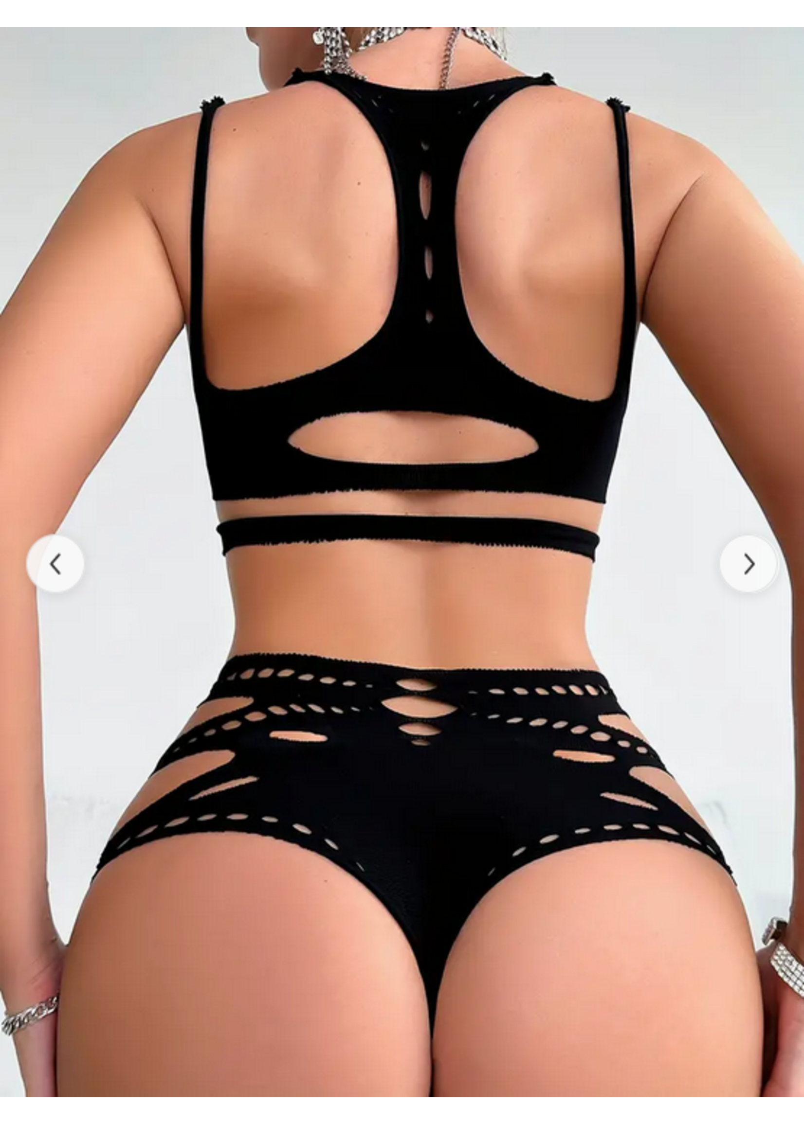 Black Racer Back Bra and Panty O/S