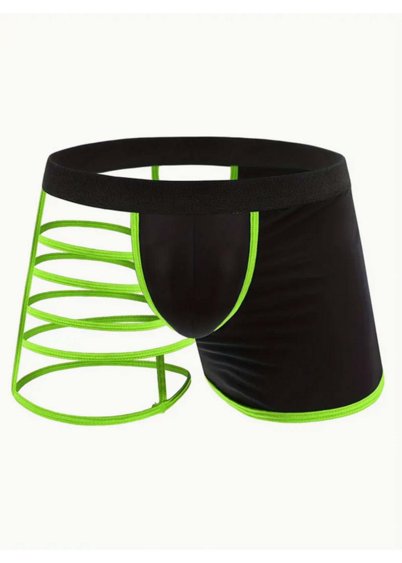 Smoosh Men's One Size Leg Strap Boxer Brief Underwear Green & Black