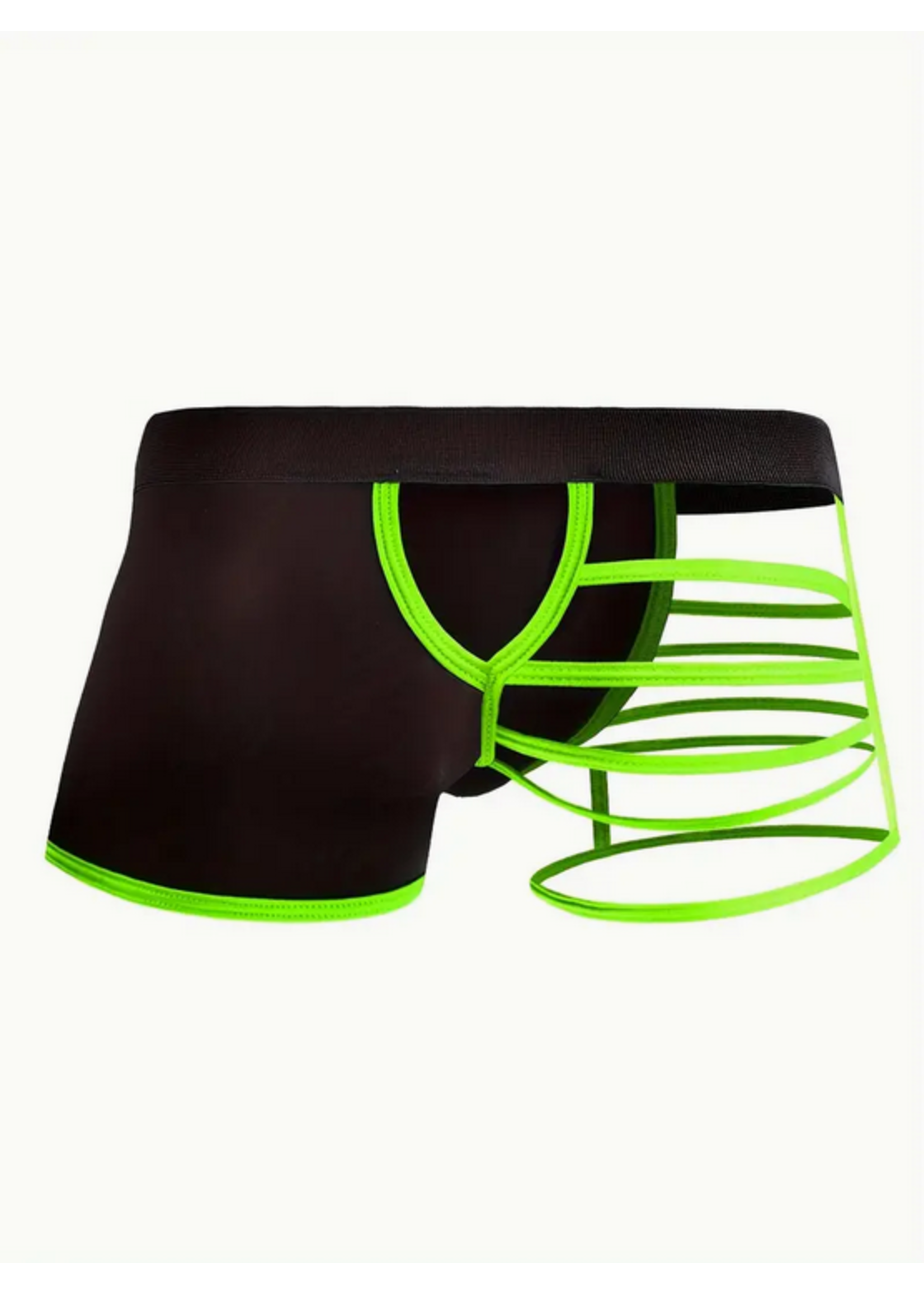 Smoosh Men's One Size Leg Strap Boxer Brief Underwear Green & Black