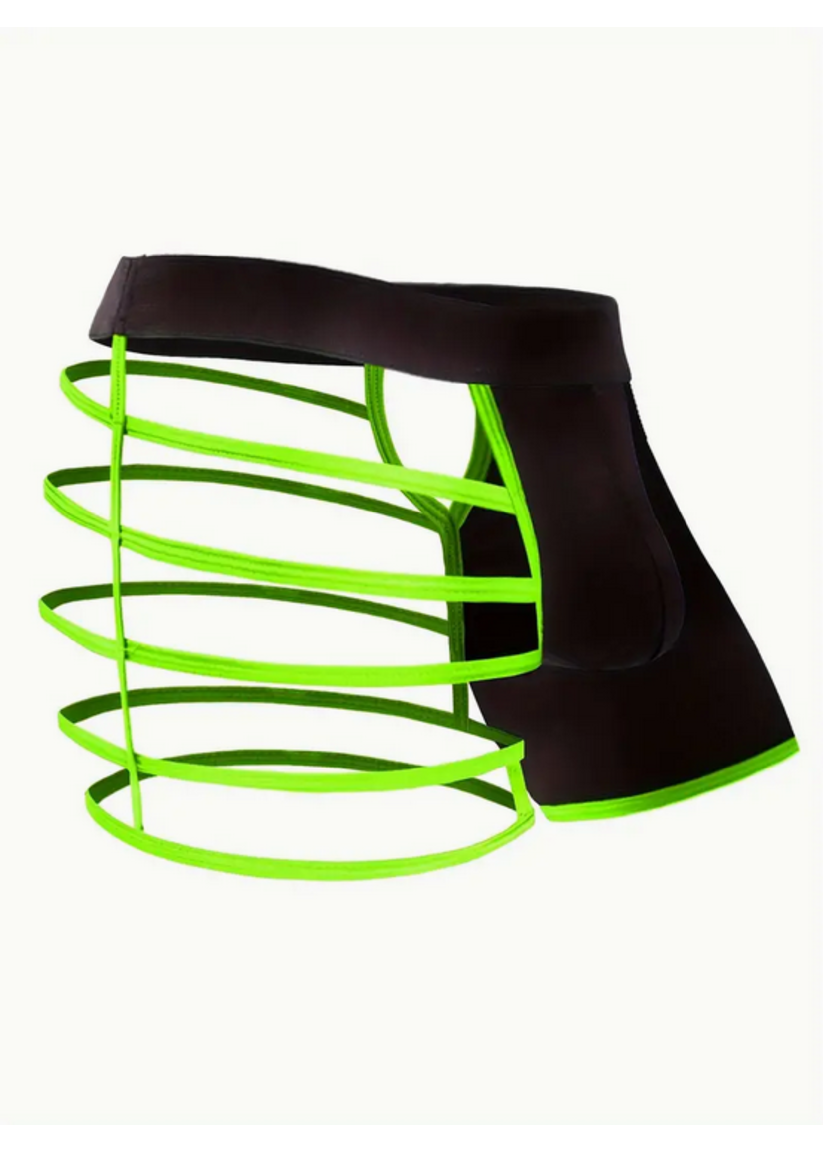 Smoosh Men's One Size Leg Strap Boxer Brief Underwear Green & Black