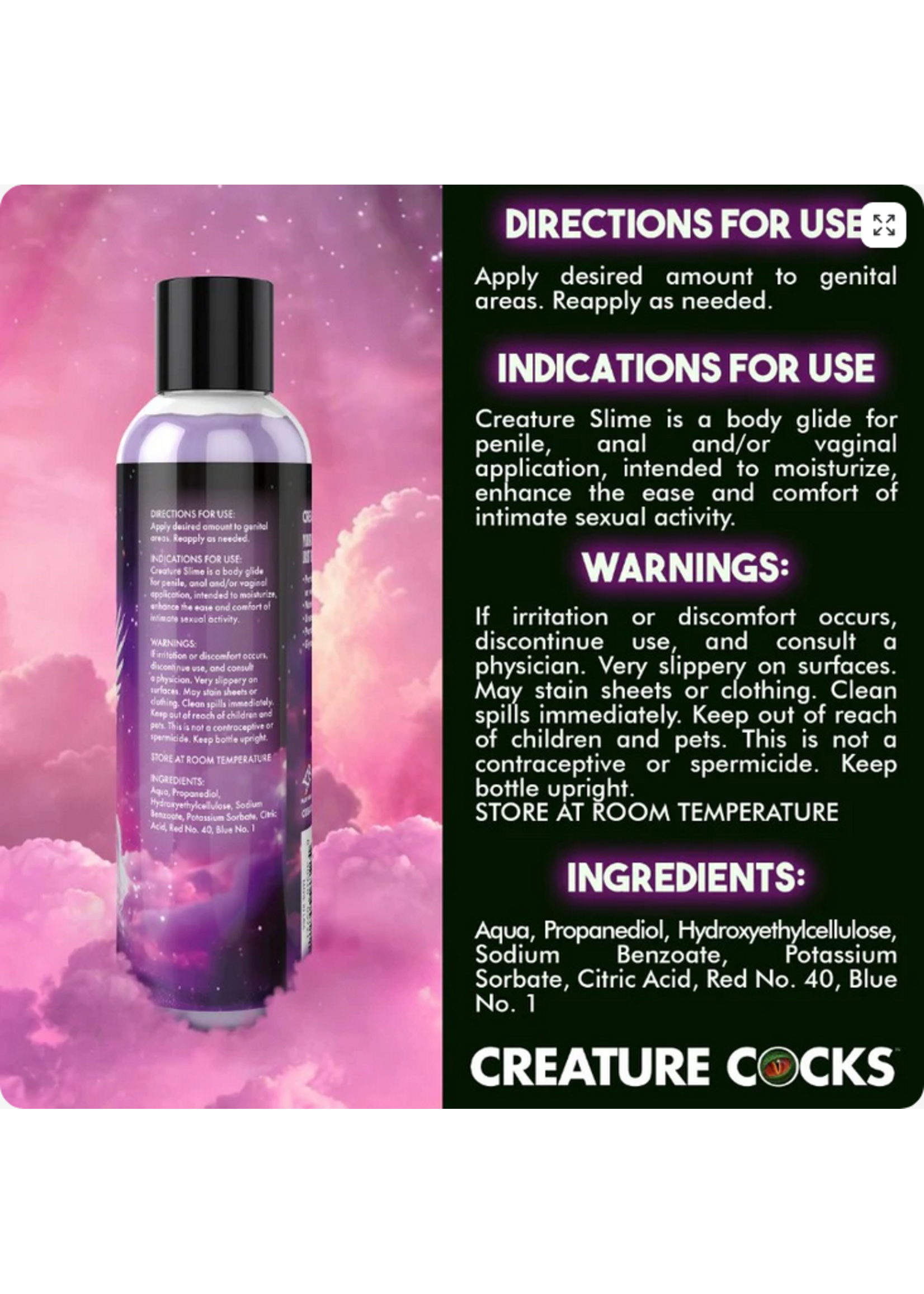 Creature Cocks Creature Slime - H2O Lube - 4 Oz