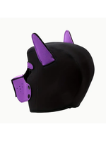 Smoosh PU Leather Bondage Canine Hood Mask Purple