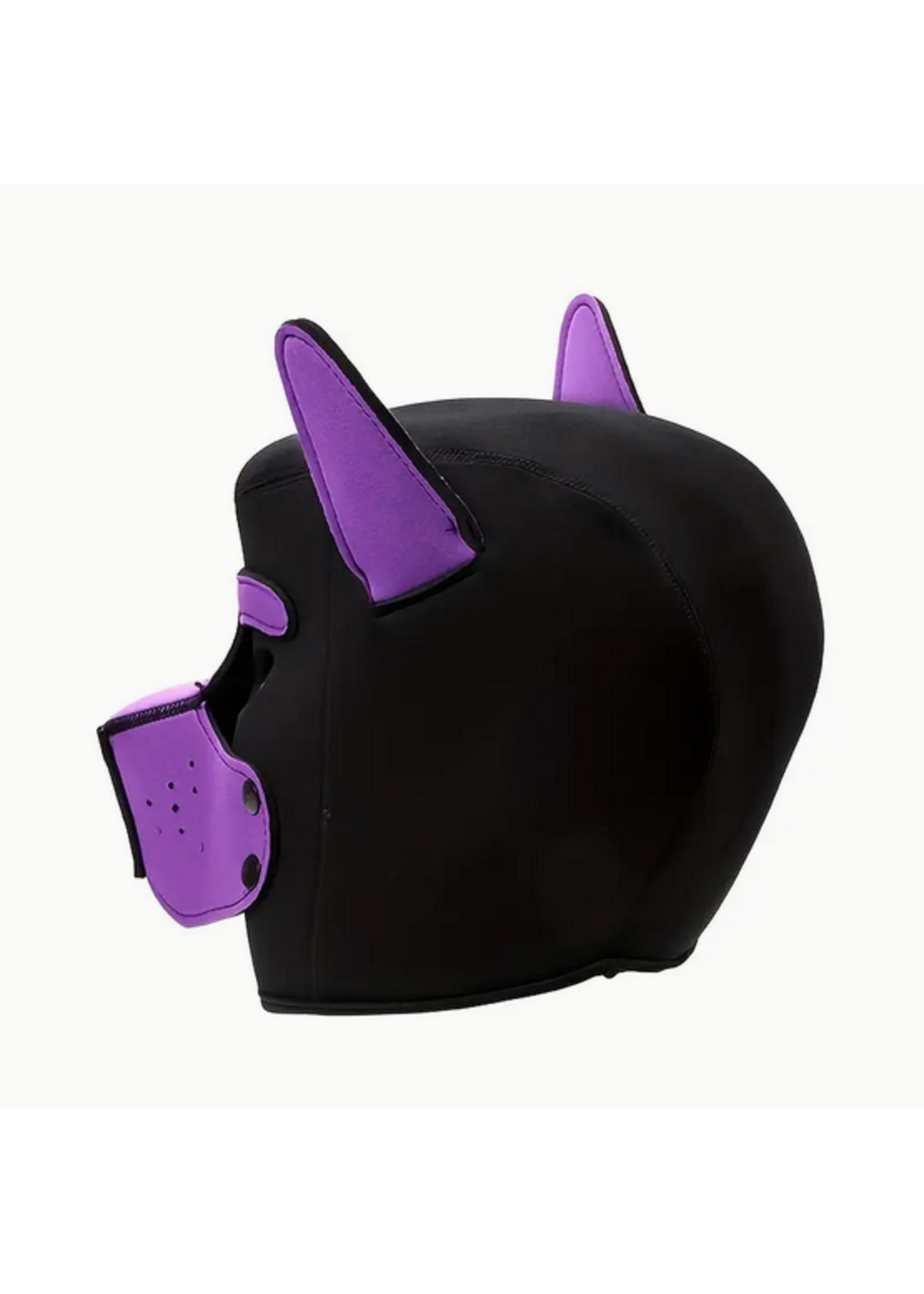 Smoosh PU Leather Bondage Canine Hood Mask Purple