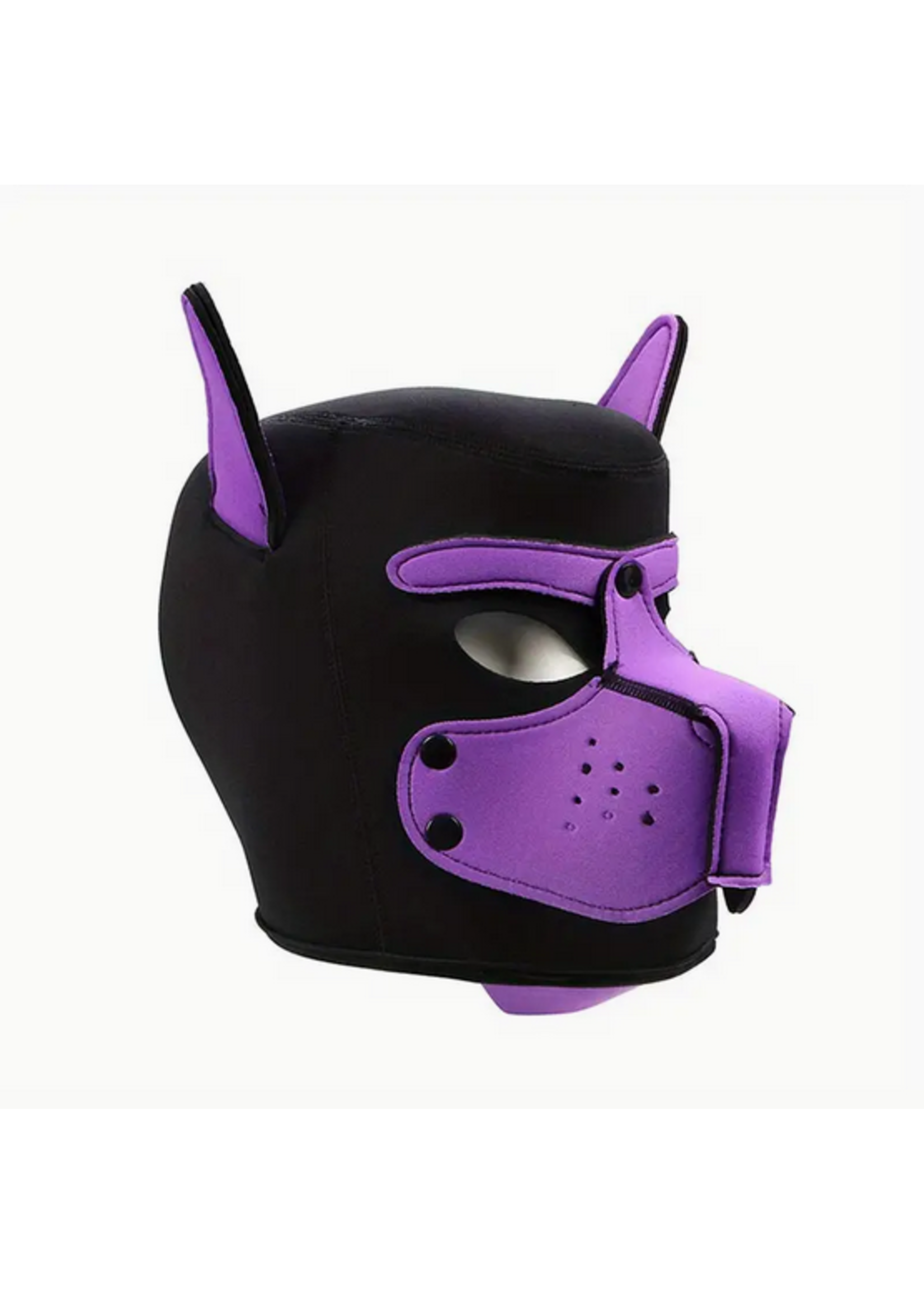 Smoosh PU Leather Bondage Canine Hood Mask Purple