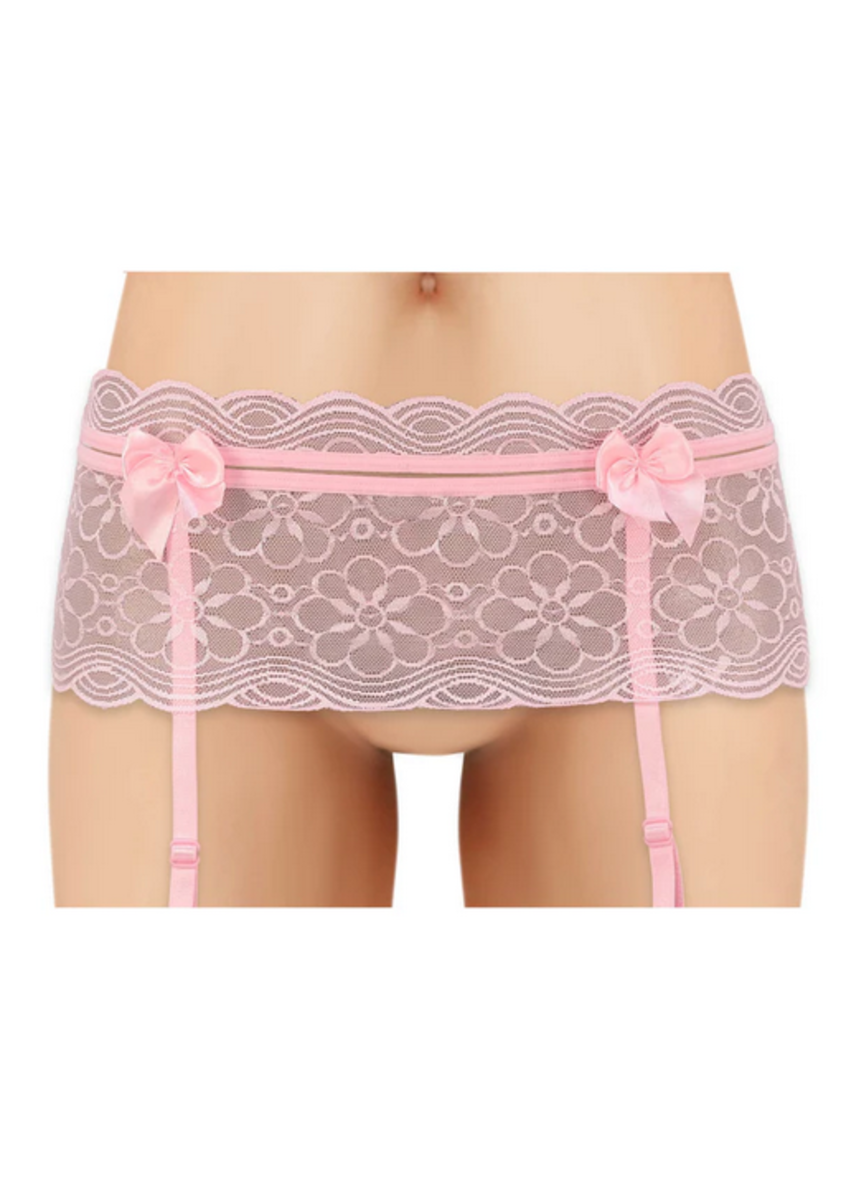Cherry Wear Lace Garter Belt with Bows - O/S