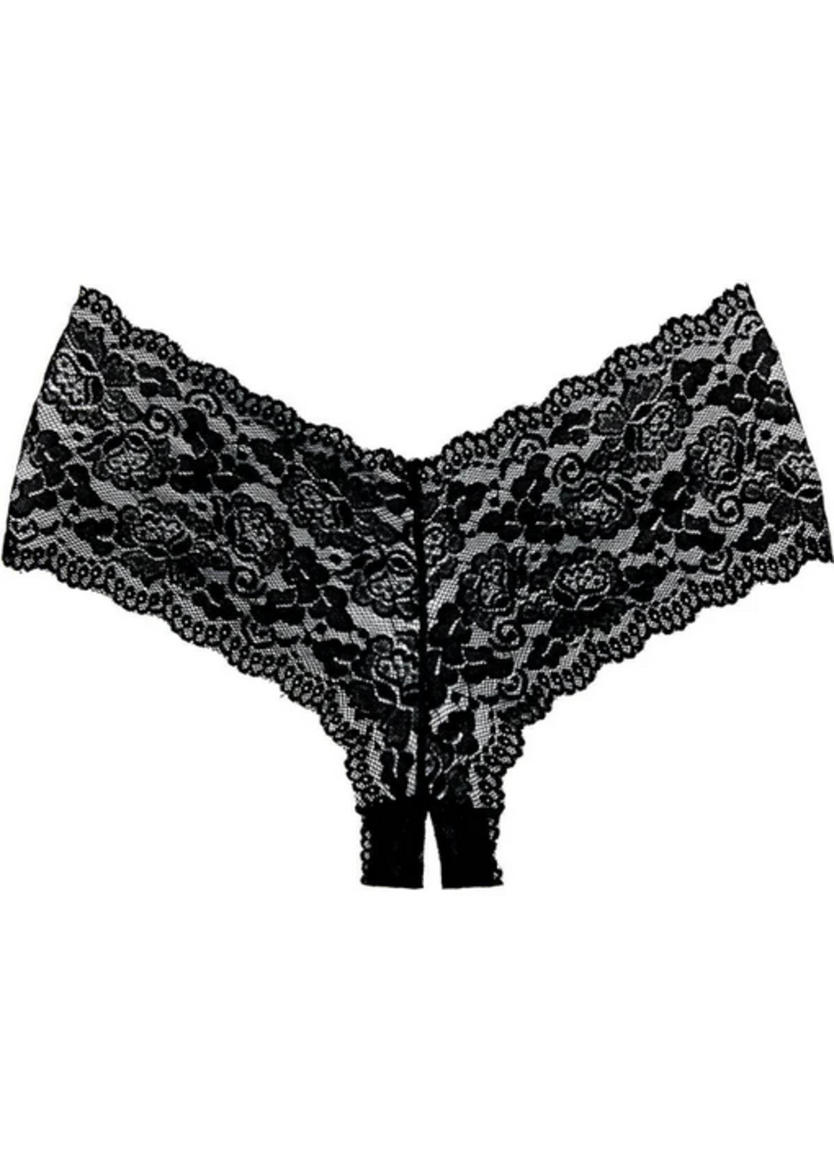 Allure Allure Adore – Crotchless Lace Booty Shorts/ Panties - Black