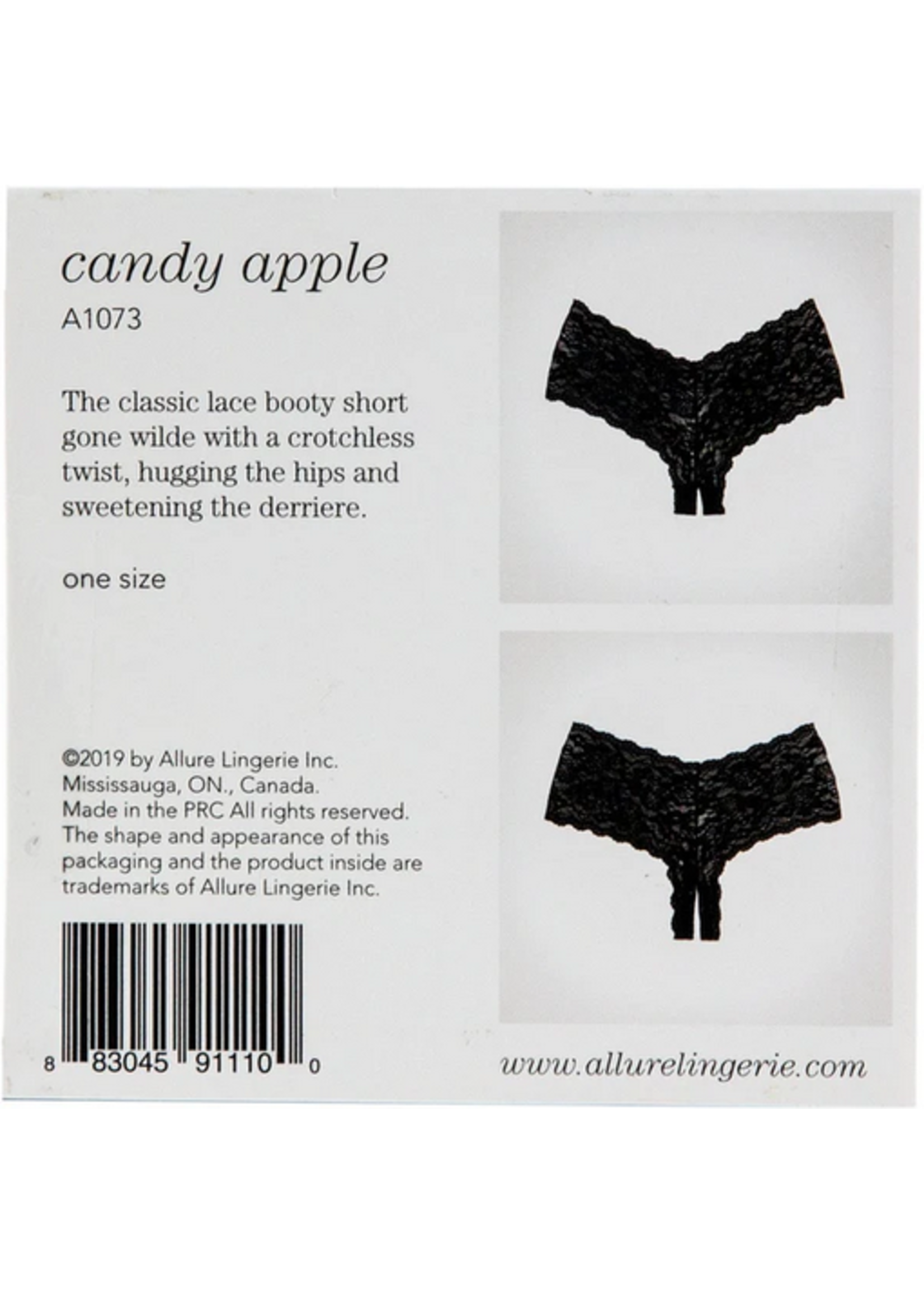 Allure Allure Adore – Crotchless Lace Booty Shorts/ Panties - Black