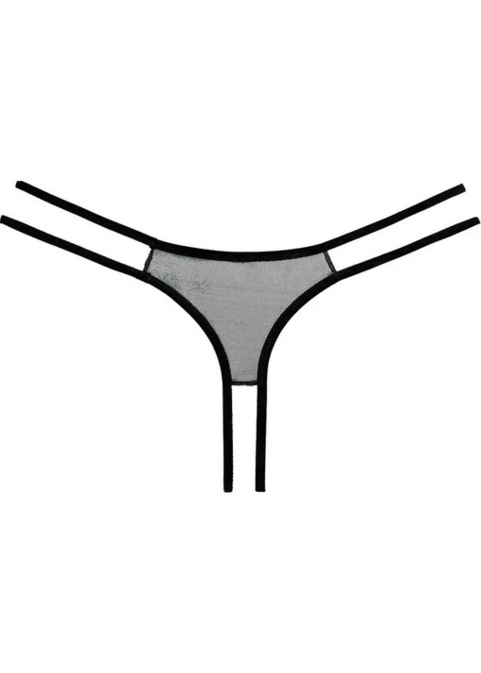 Allure Allure Adore – Crotchless Scalloped Lace Honey Panty - Black