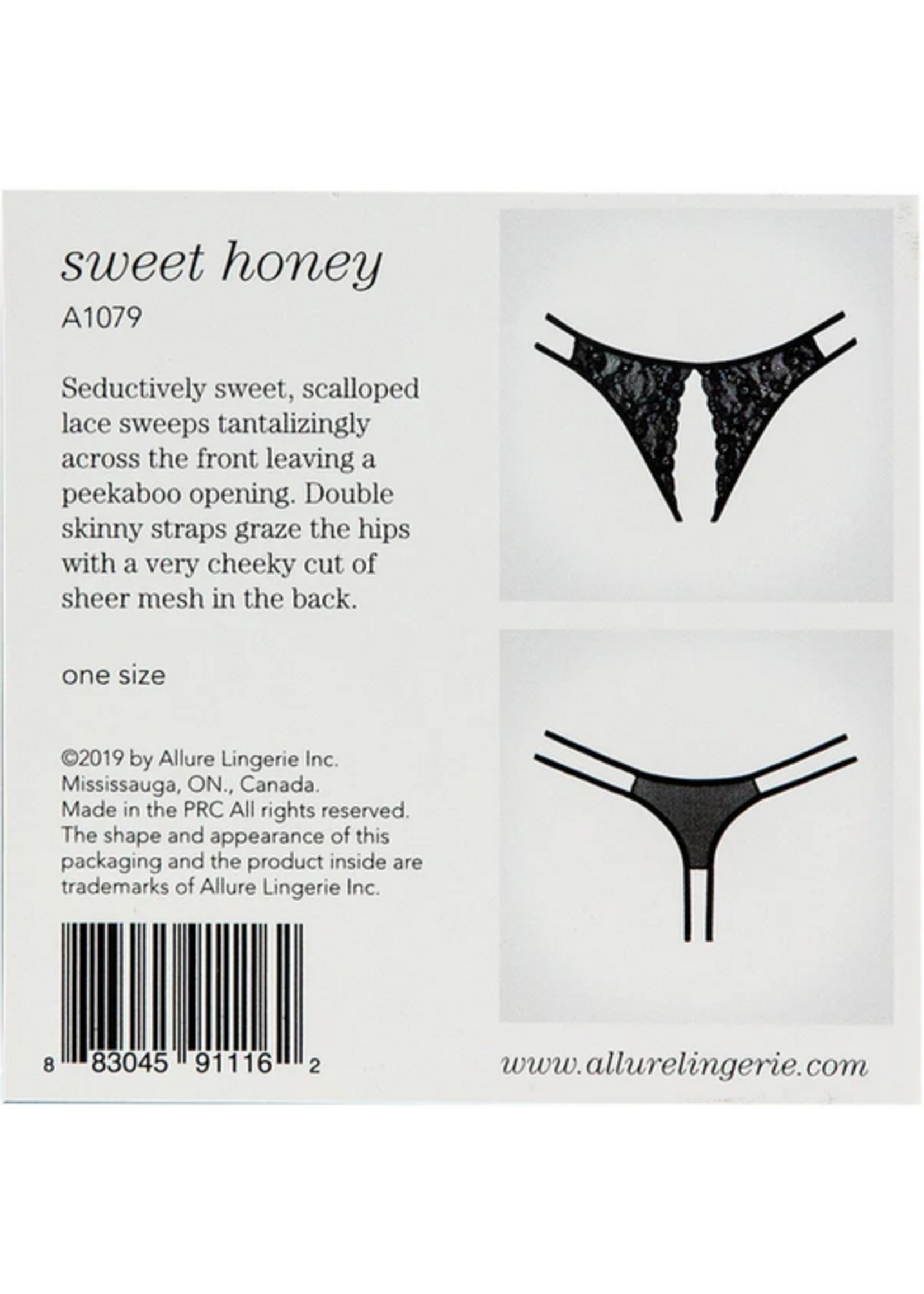 Allure Allure Adore – Crotchless Scalloped Lace Honey Panty - Black