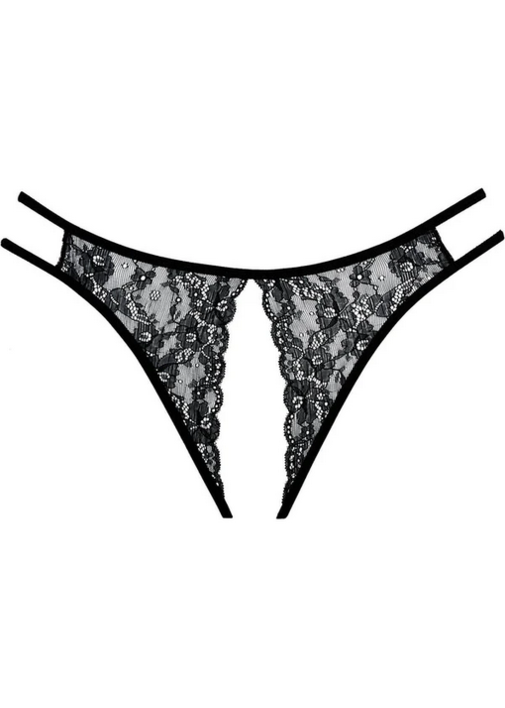 Allure Allure Adore – Crotchless Scalloped Lace Honey Panty - Black
