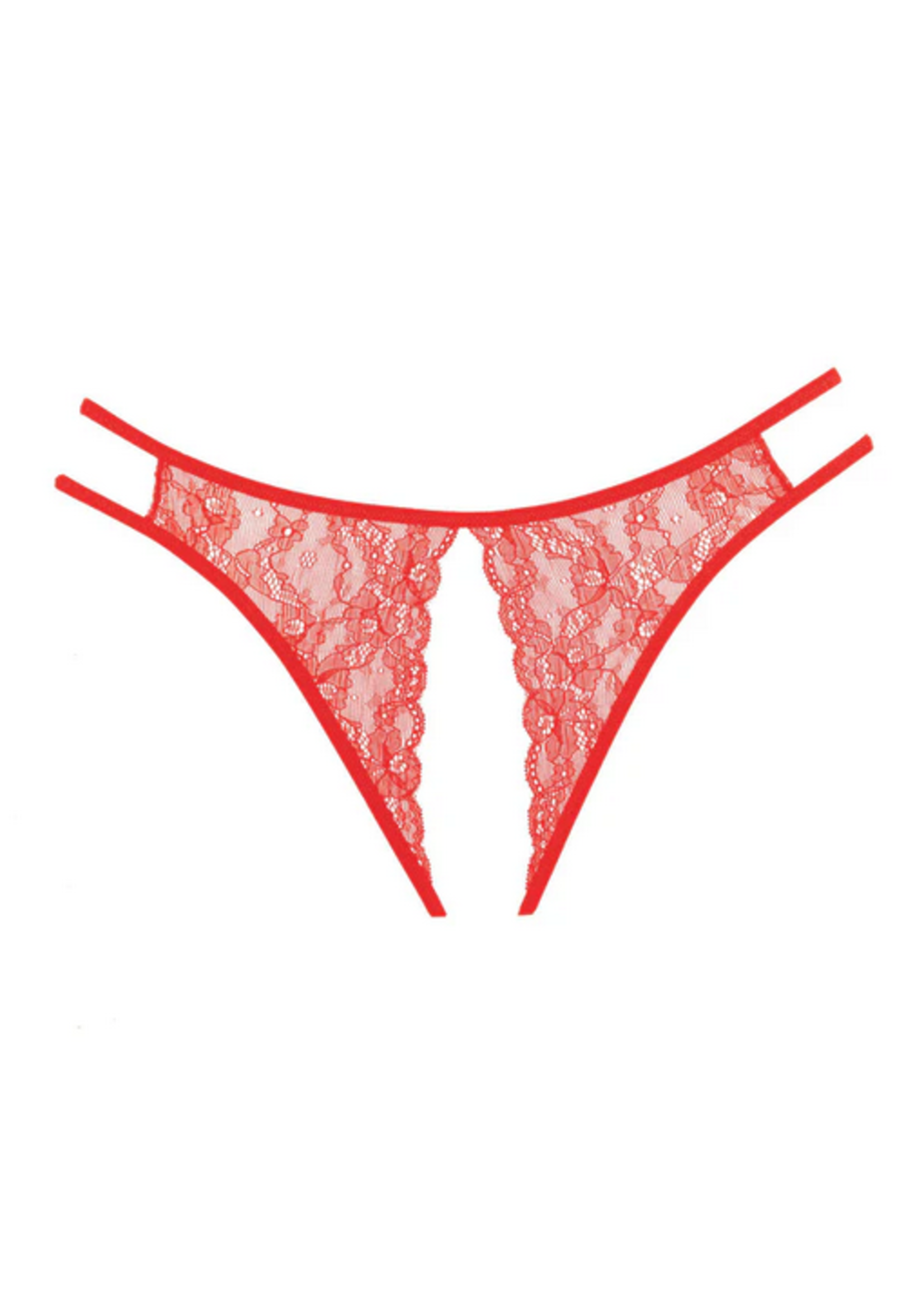 Allure Allure Adore – Crotchless Scalloped Lace Honey Panty - Red