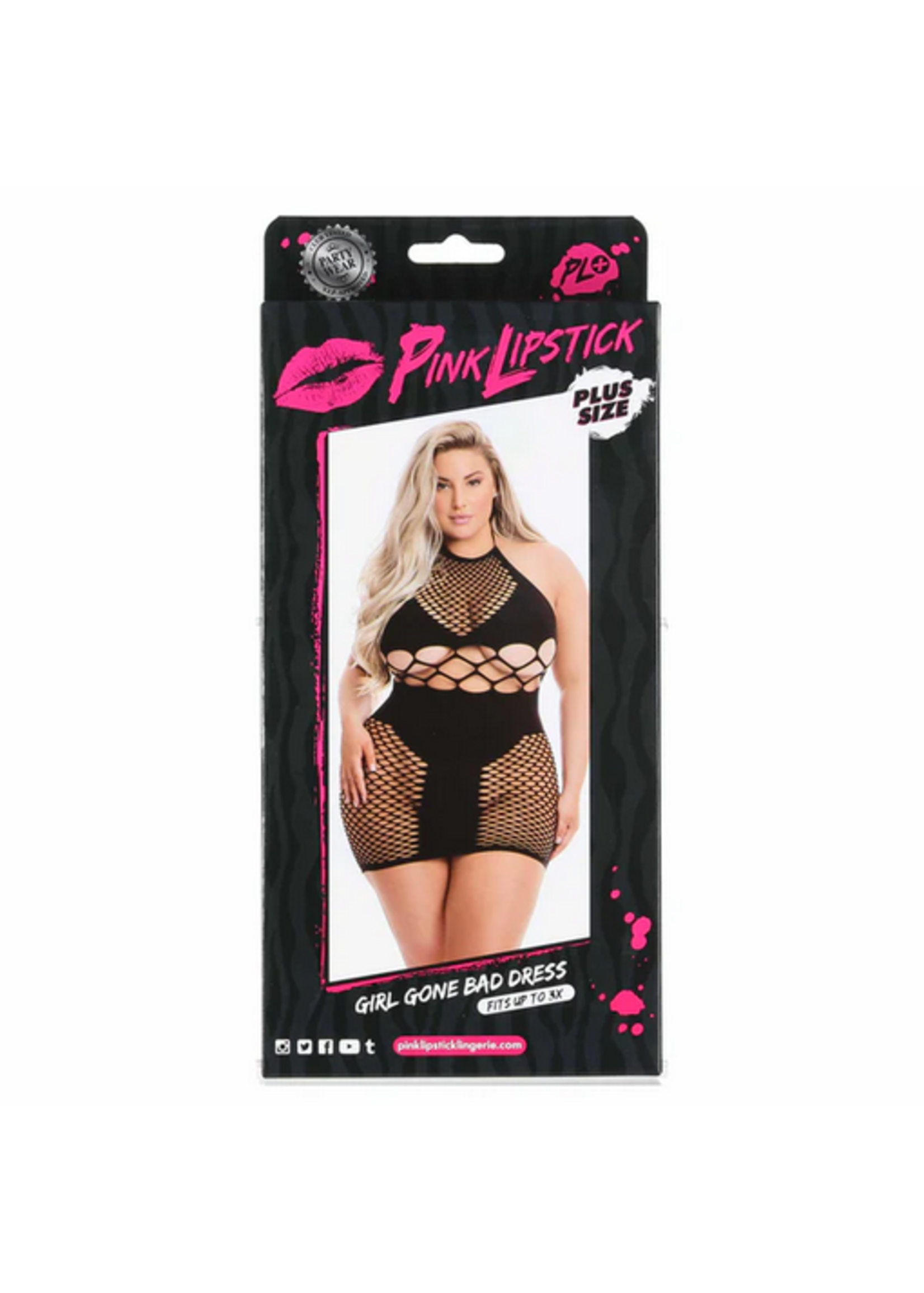 Pink Lipstick - Girl Gone Bad Dress - Black - XL