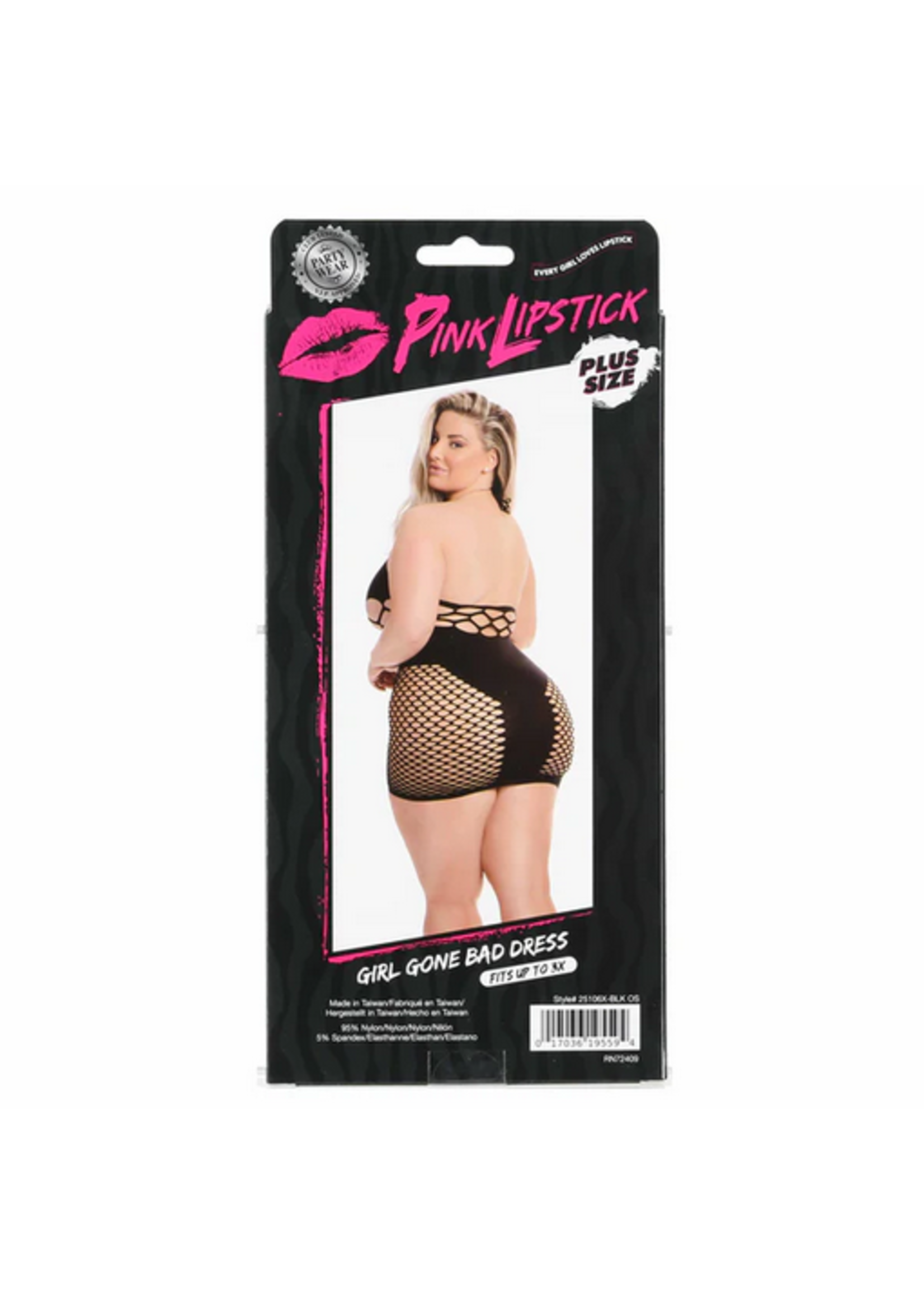 Pink Lipstick - Girl Gone Bad Dress - Black - XL