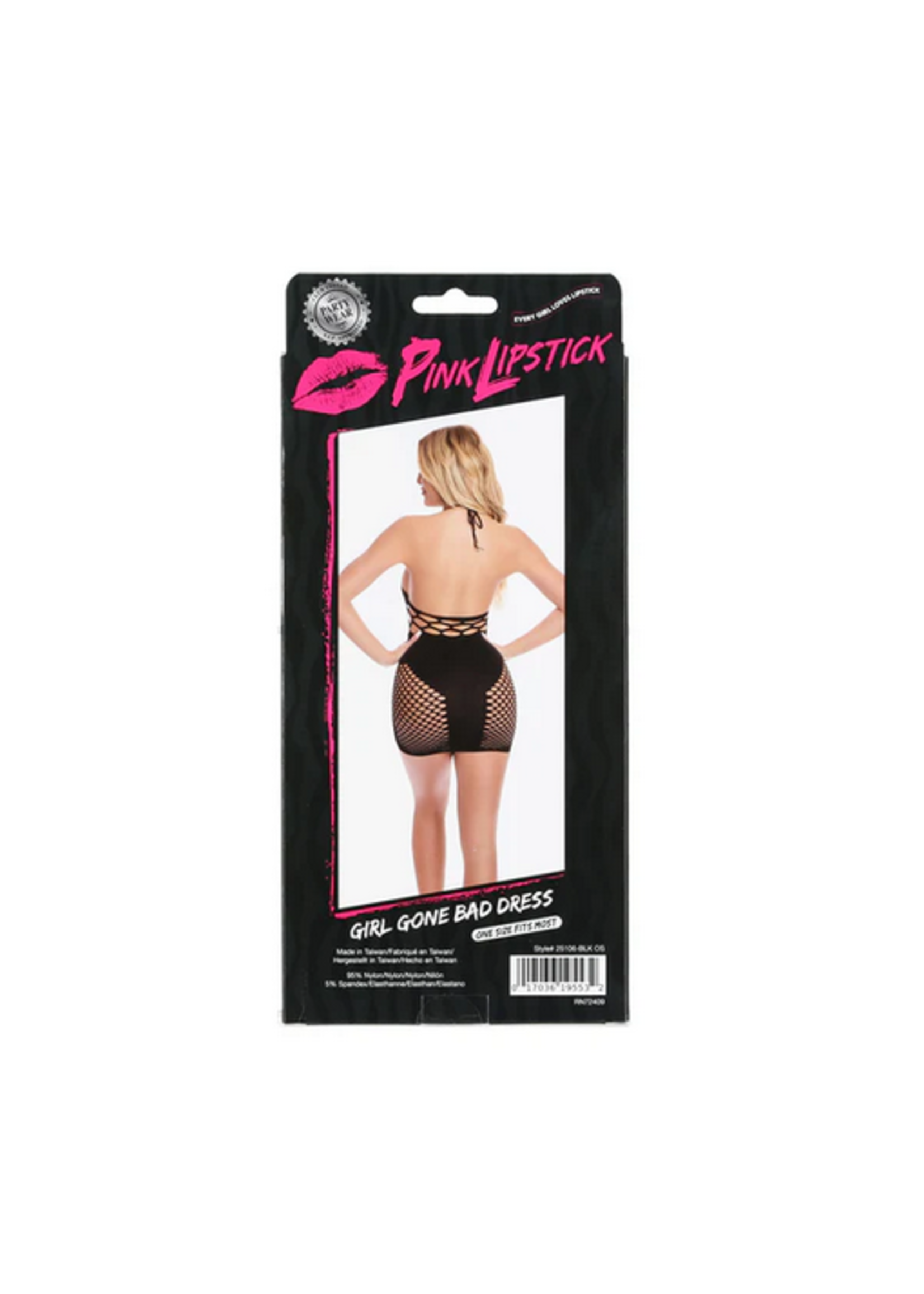 Pink Lipstick - Girl Gone Bad Dress - Black - OS