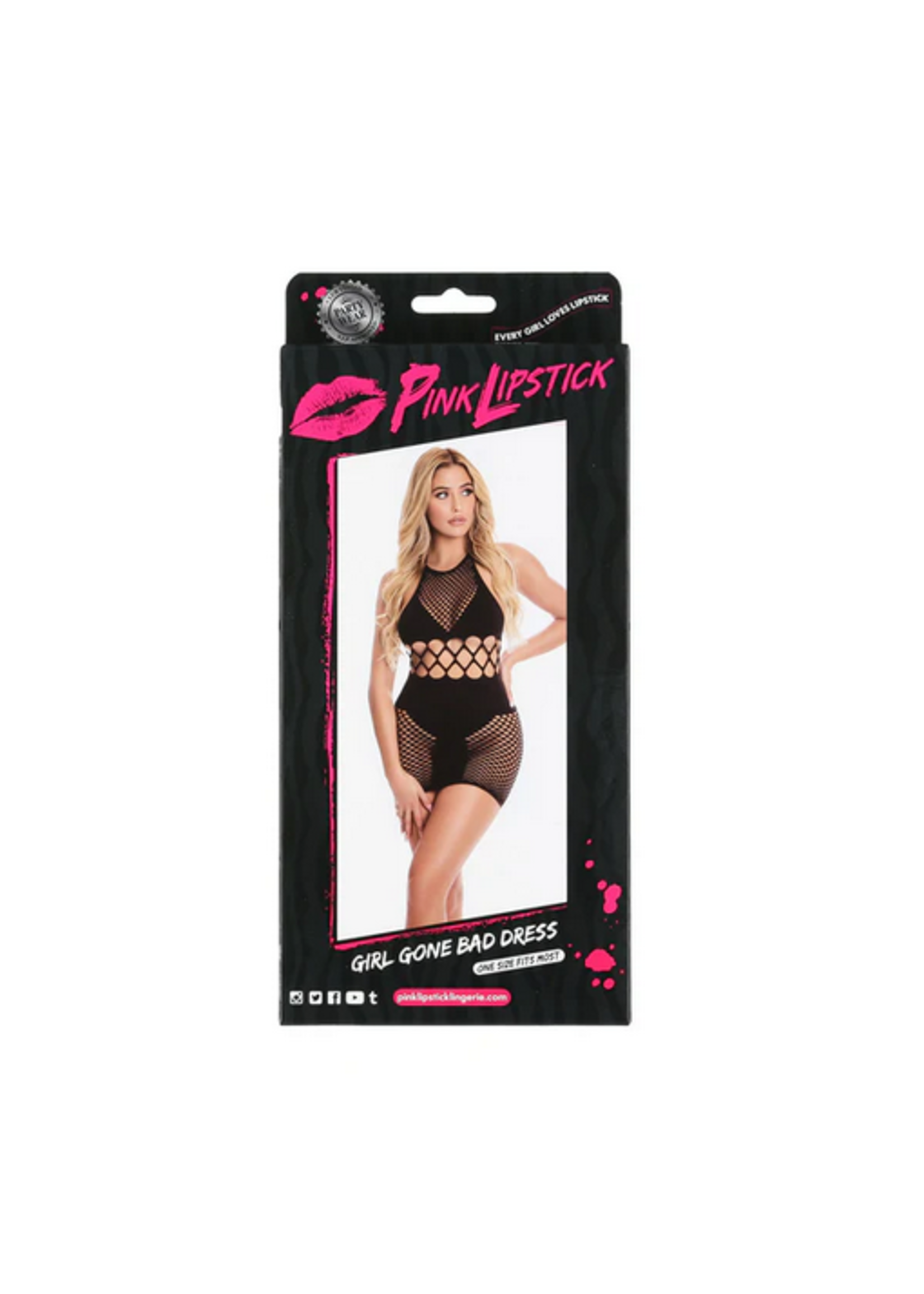 Pink Lipstick - Girl Gone Bad Dress - Black - OS