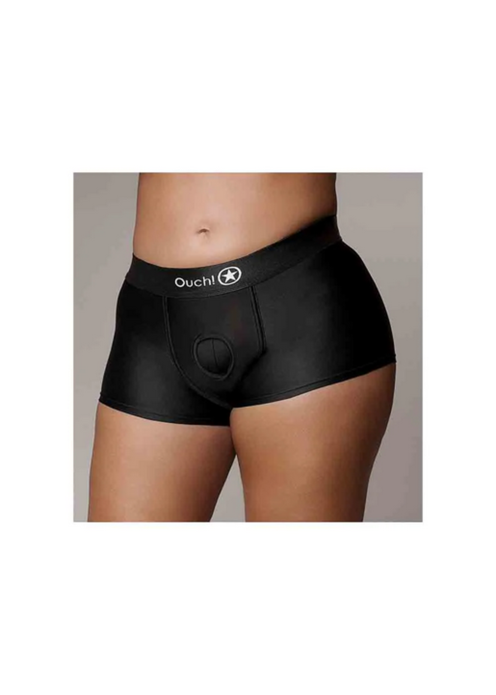 Ouch! Vibrating Strap-on Boxer - Black