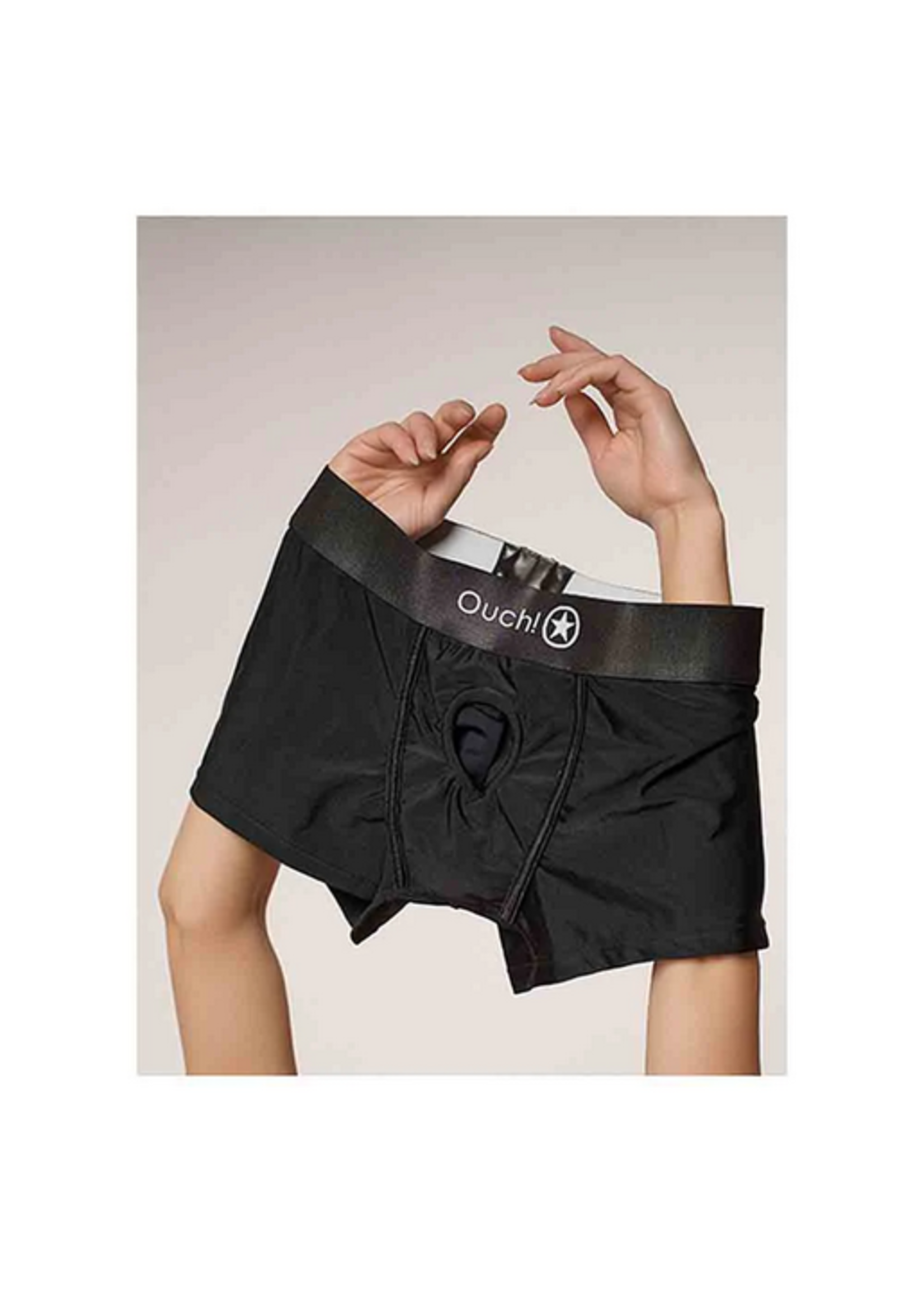 Ouch! Vibrating Strap-on Boxer - Black