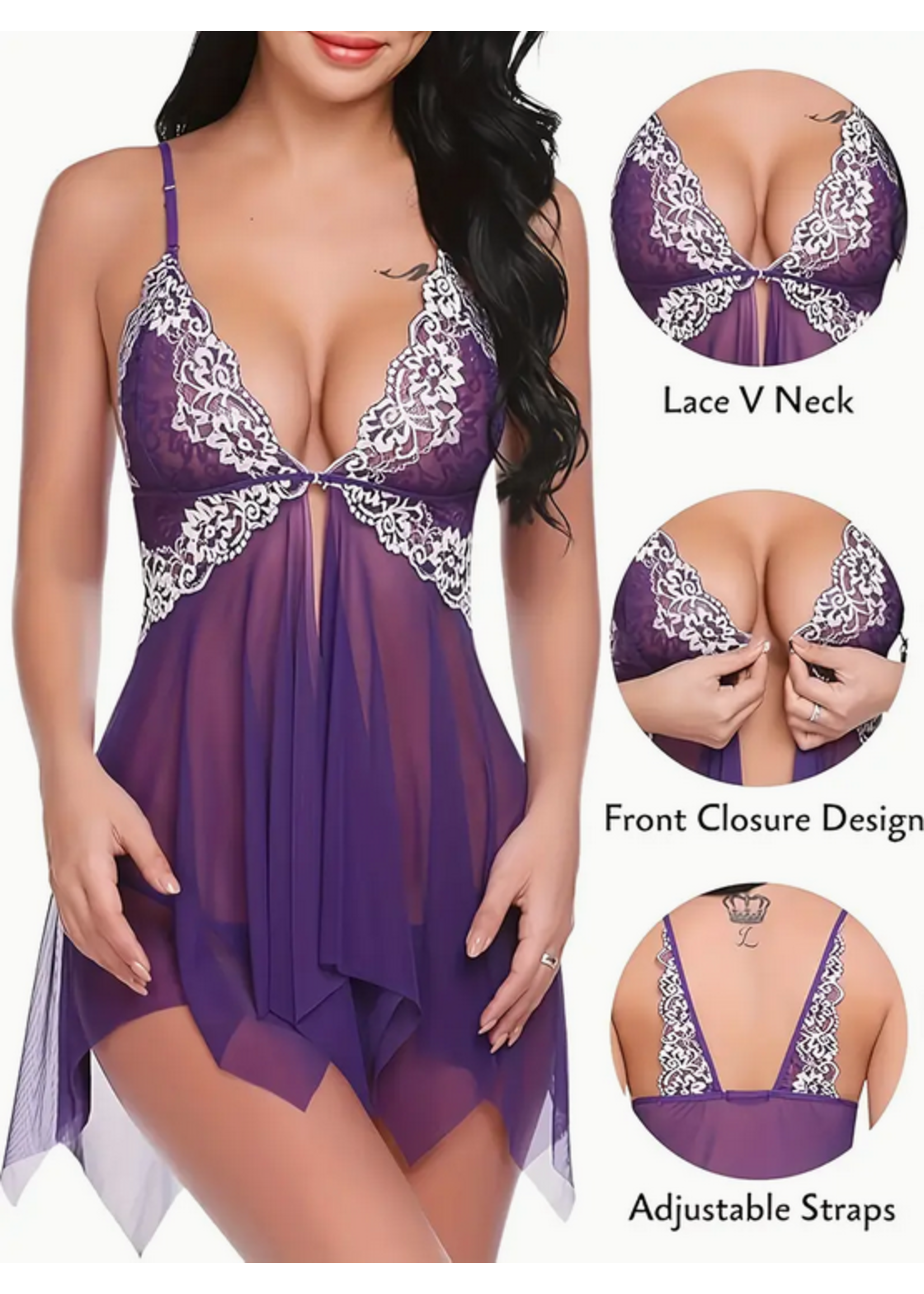 Purple Baby Doll Queen Sizes