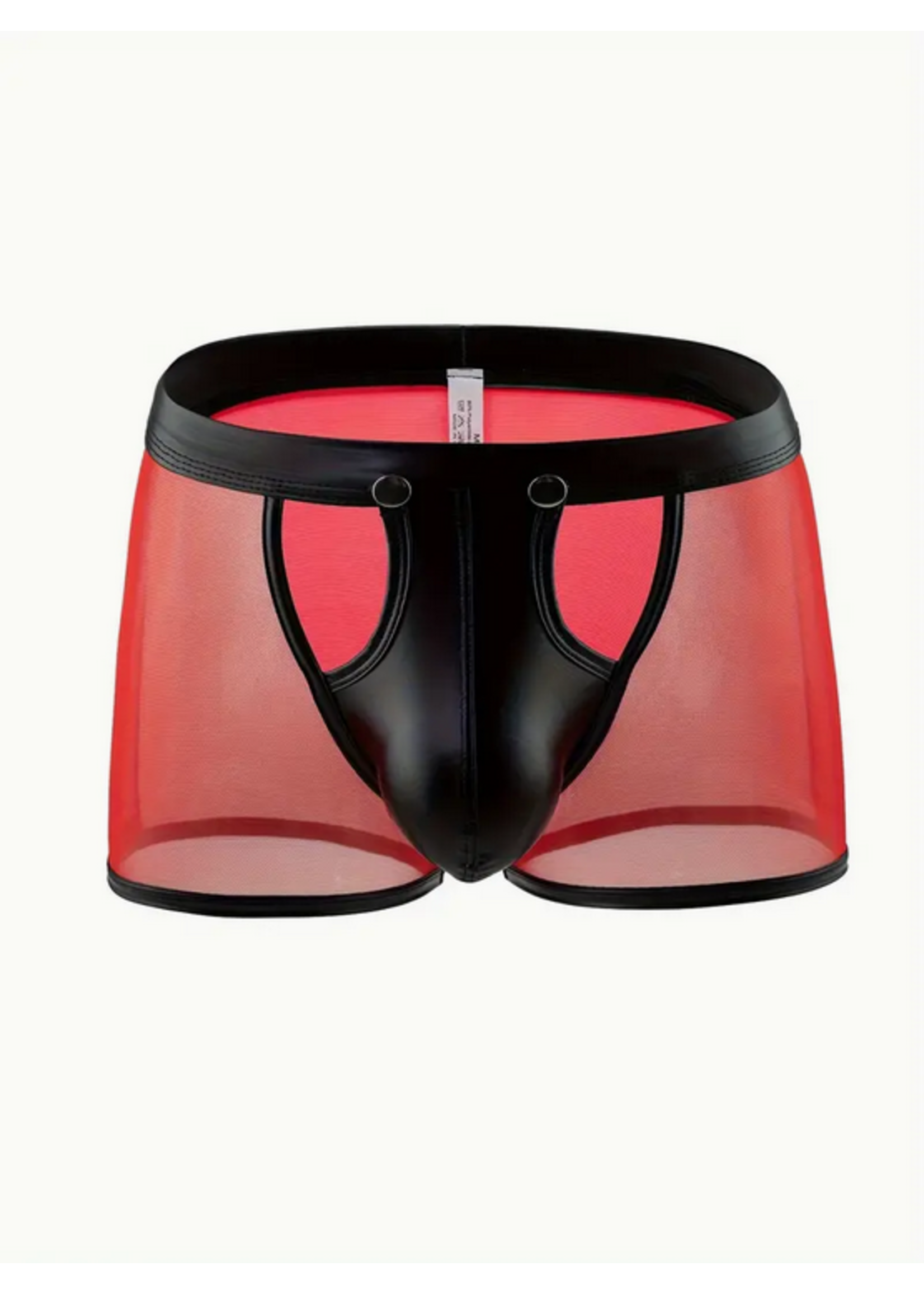 Men's Detachable Crotch Mesh Boxer Briefs Red