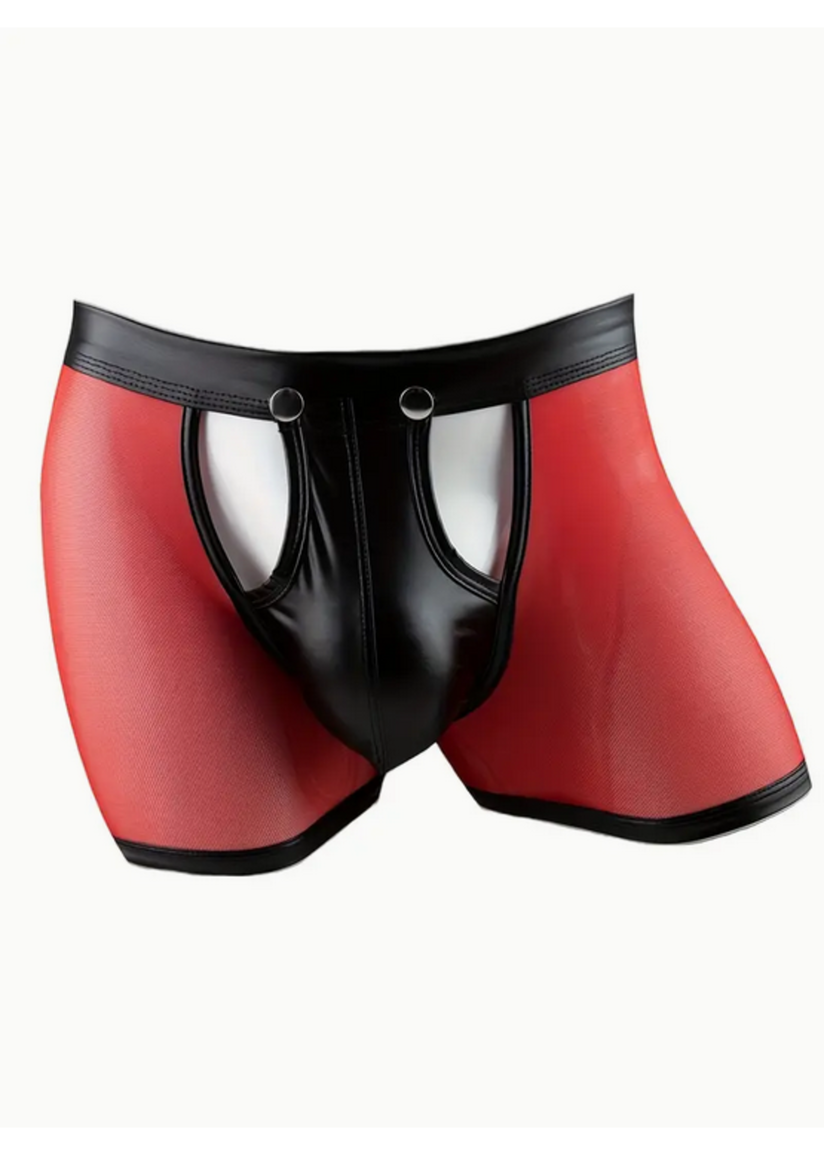 Men's Detachable Crotch Mesh Boxer Briefs Red