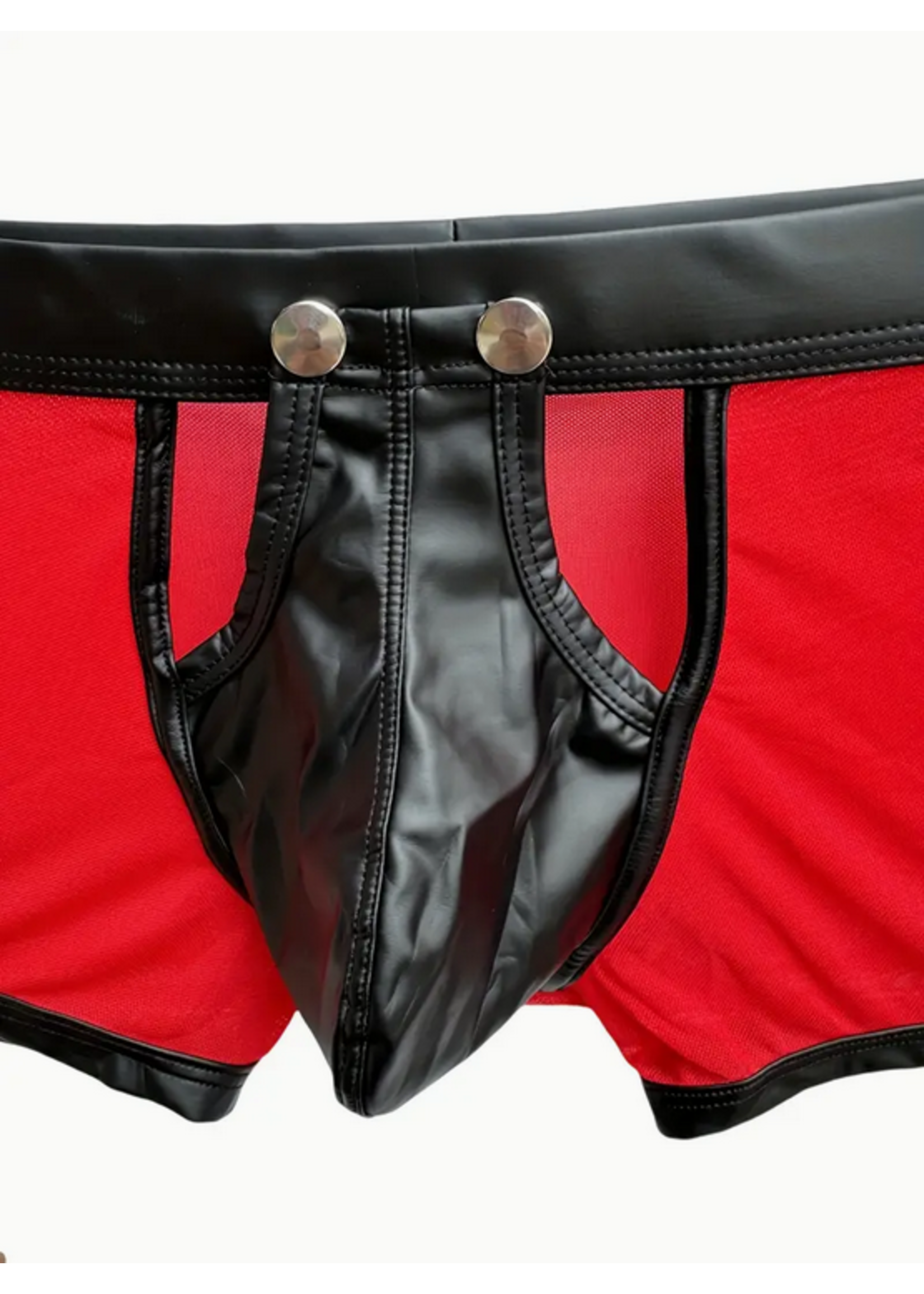 Men's Detachable Crotch Mesh Boxer Briefs Red