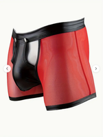Men's Detachable Crotch Mesh Boxer Briefs Red