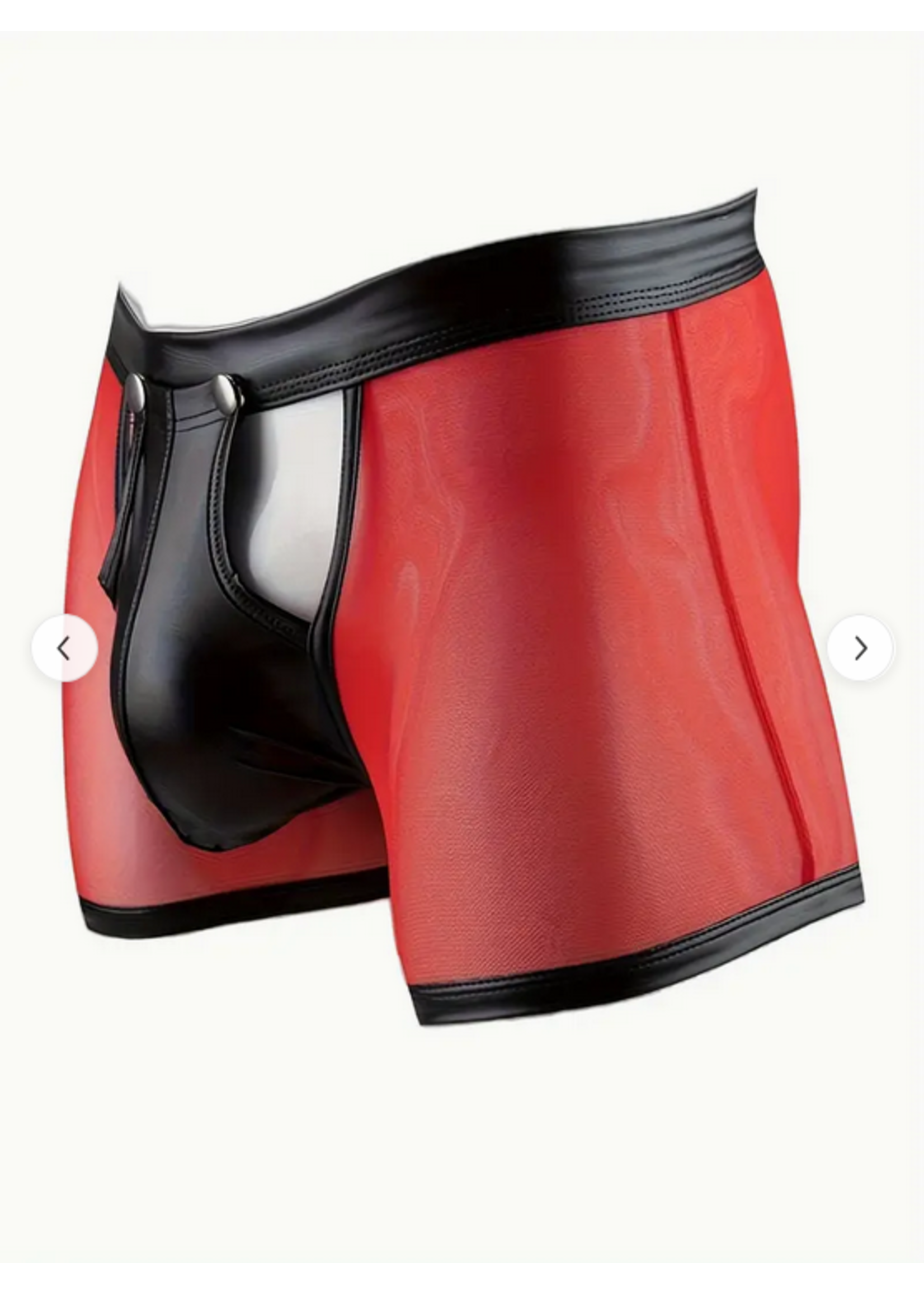 Men's Detachable Crotch Mesh Boxer Briefs Red