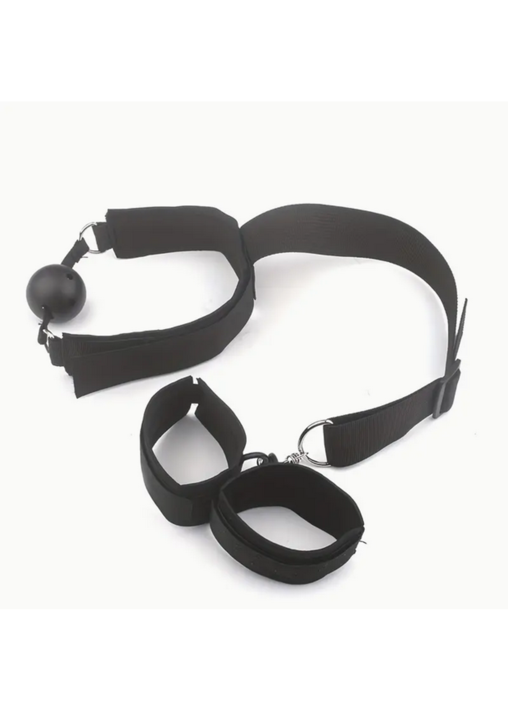 Smoosh Value Gag and Cuff Harness Set Black