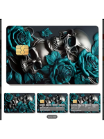 Teal Rose Skulls Credit Debit Card Sticker Cover