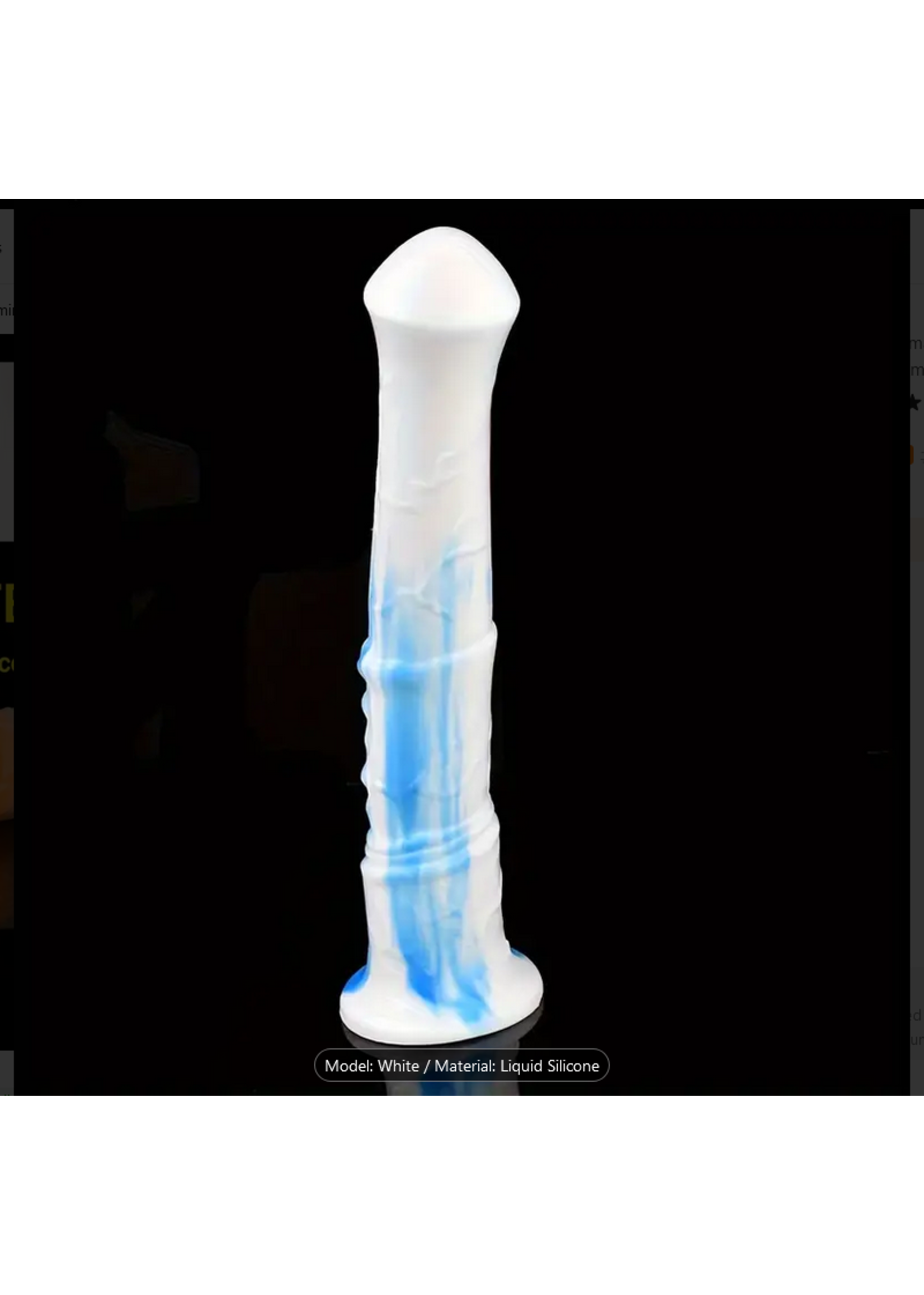 White and Blue Marble Horse Dildo