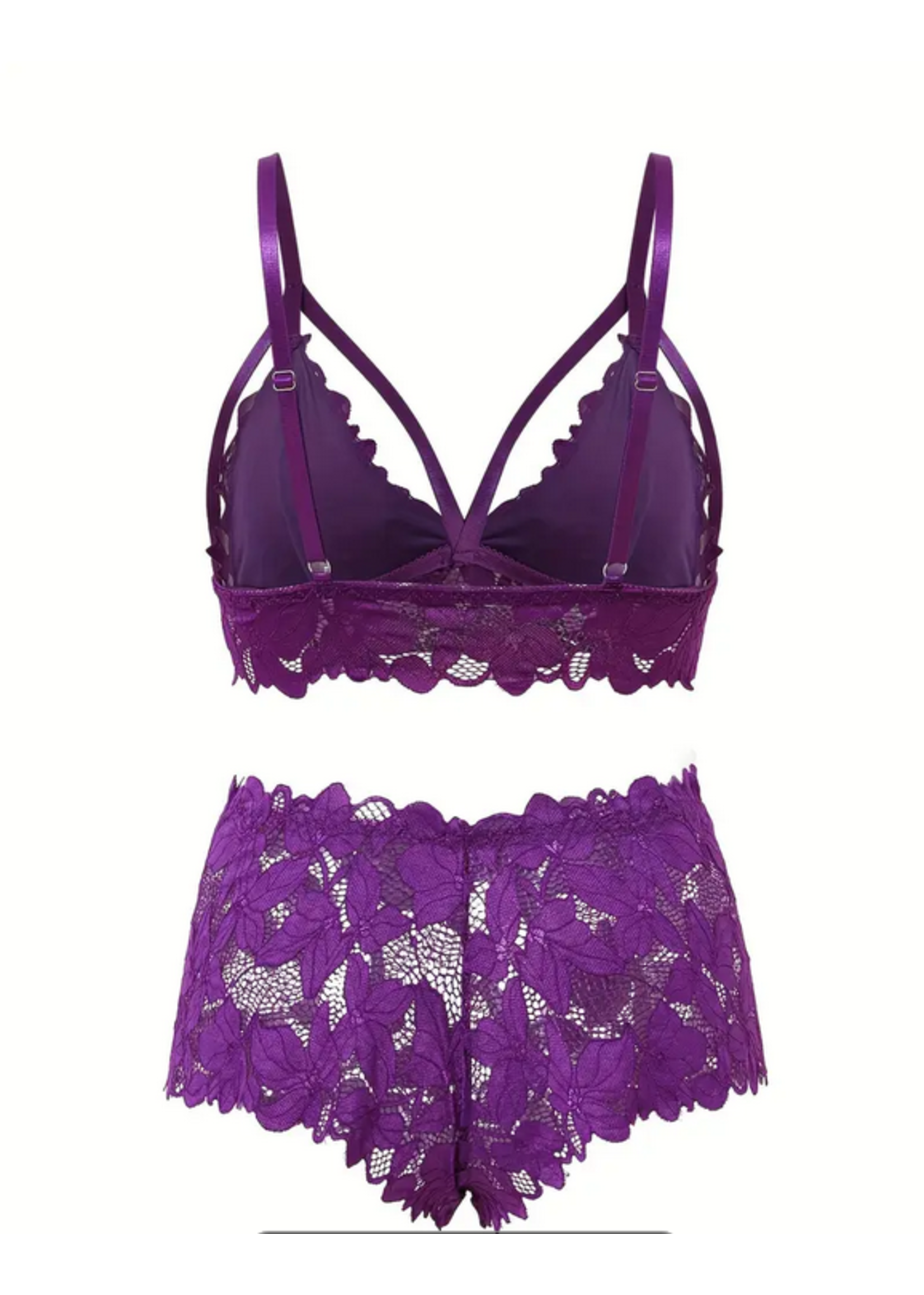 Floral Lace Scalloped Sexy Lingerie Red Queen Set