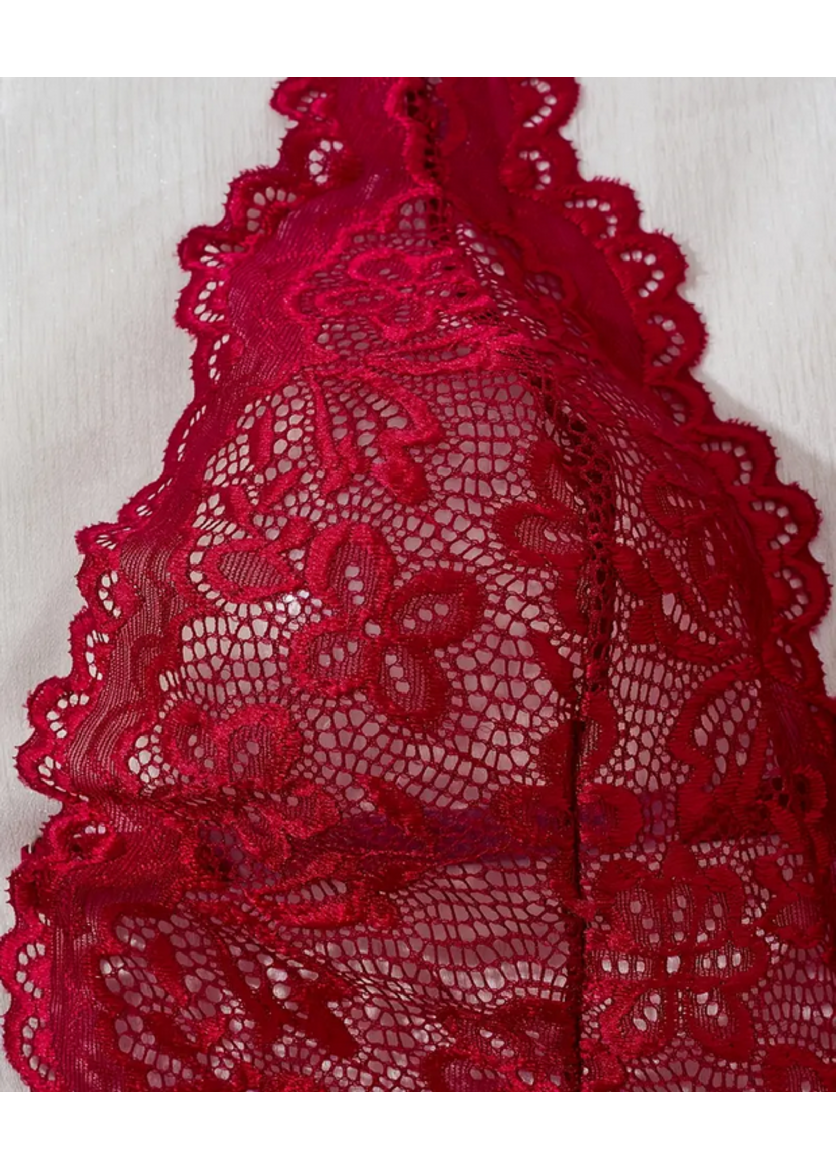 Red Halter Crotchless Bodysuit