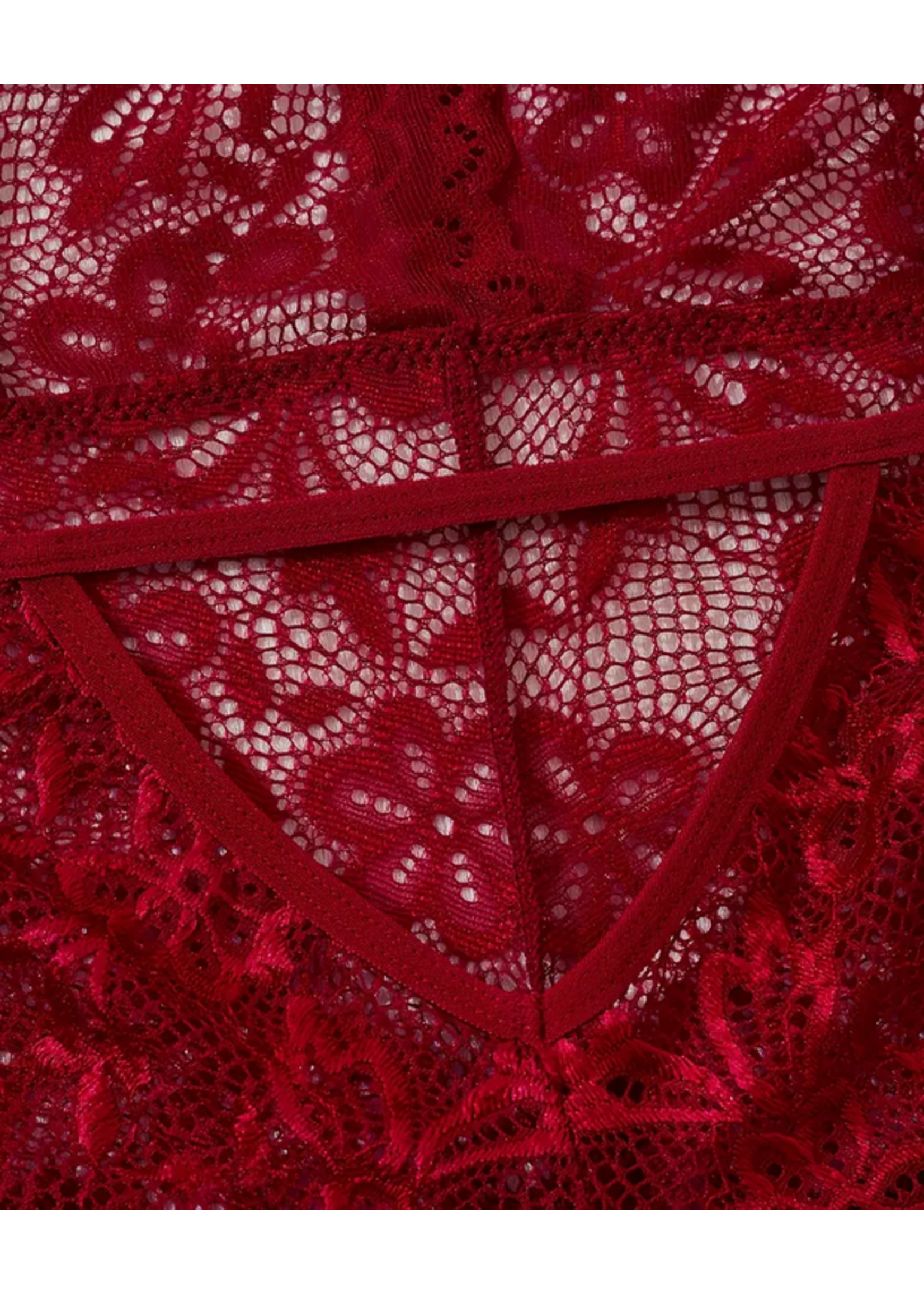 Red Halter Crotchless Bodysuit