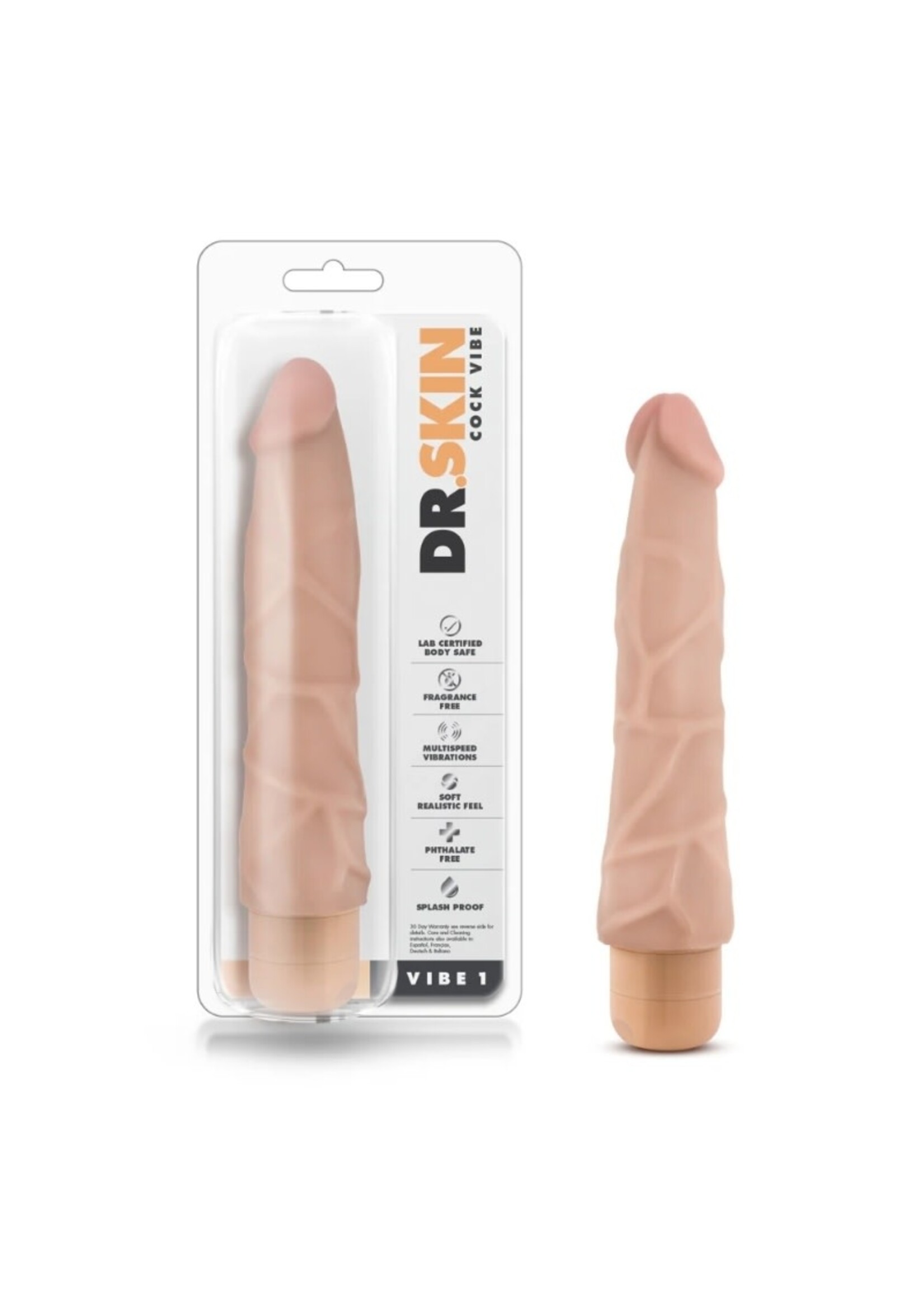 Blush Dr. Skin - Cock Vibe 1 - 9" Vibrating Cock - Beige
