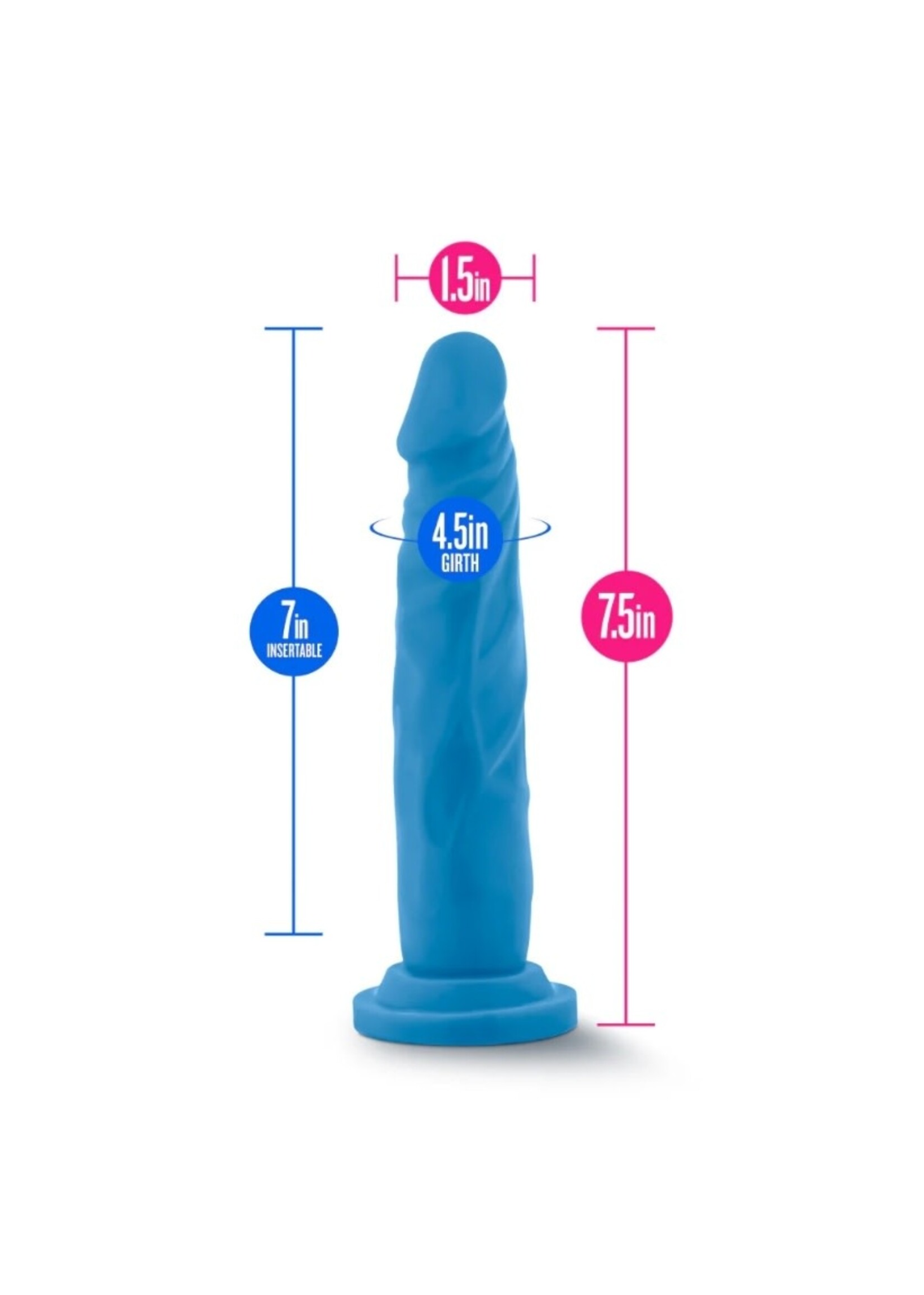 Blush Neo - 7.5" Dual Density Cock - Neon Blue