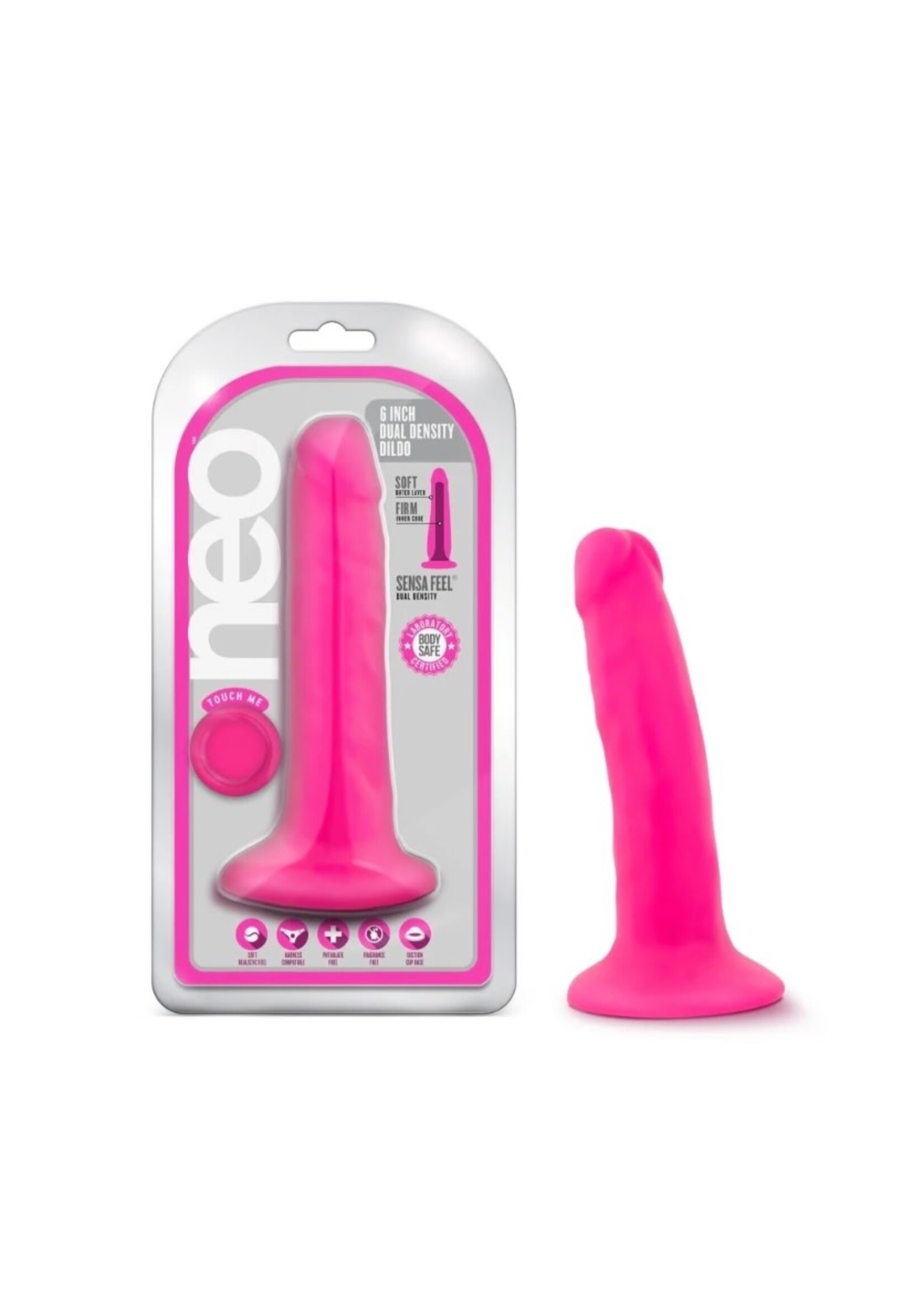 Blush Neo - 6 Inch Dual Density Cock - Neon Pink