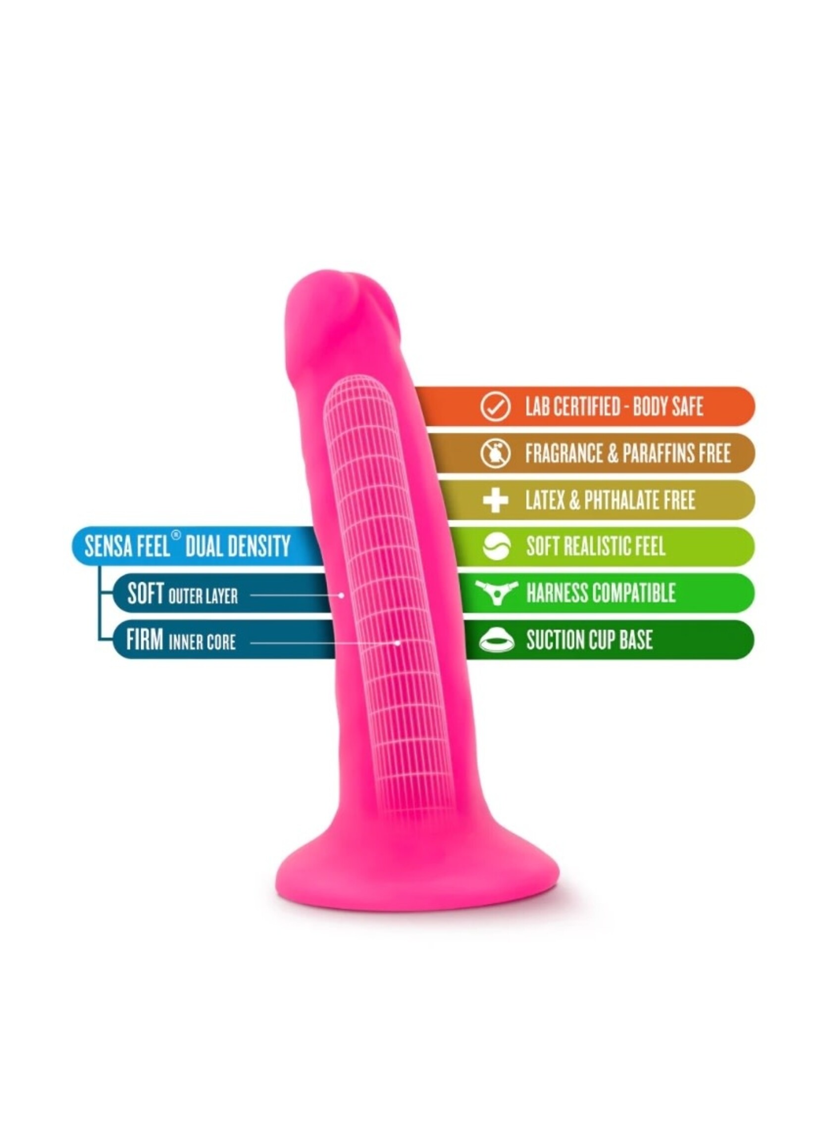 Blush Neo - 6 Inch Dual Density Cock - Neon Pink