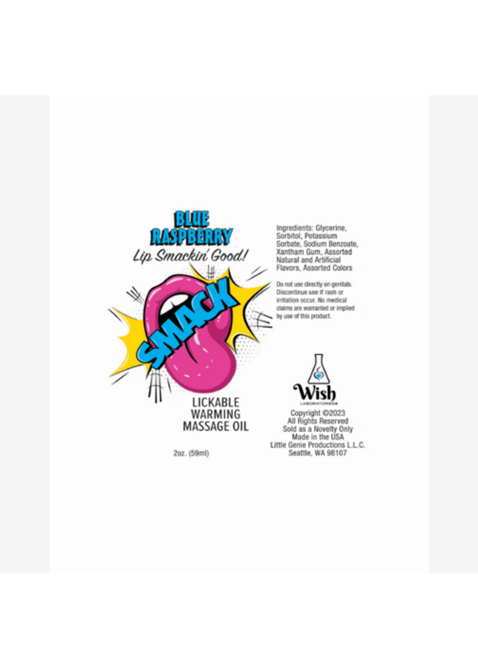 Warming & Lickable Massage Oil BlueRaspberry 2oz