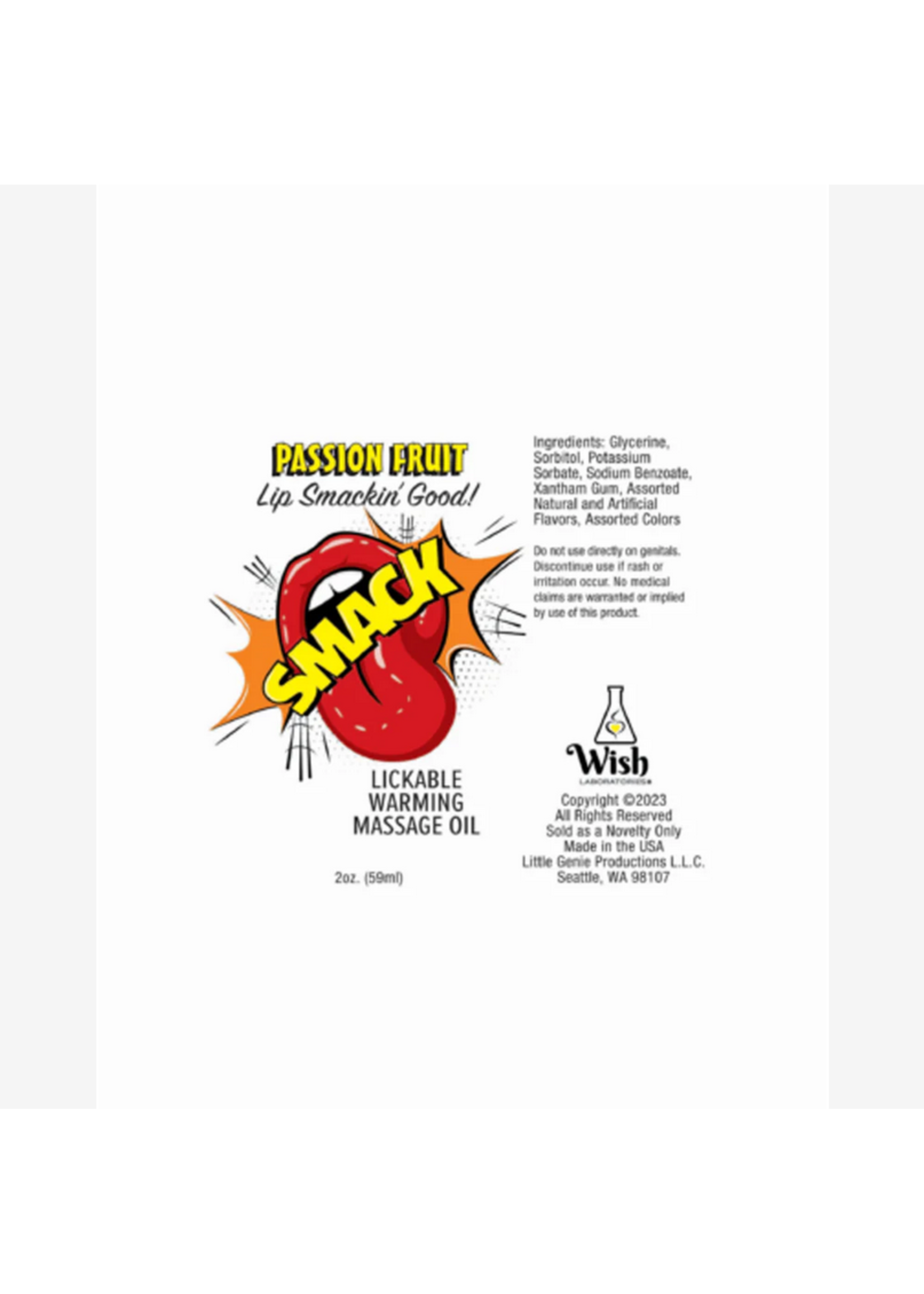 Warming & Lickable Massage Oil PassionFruit 2oz