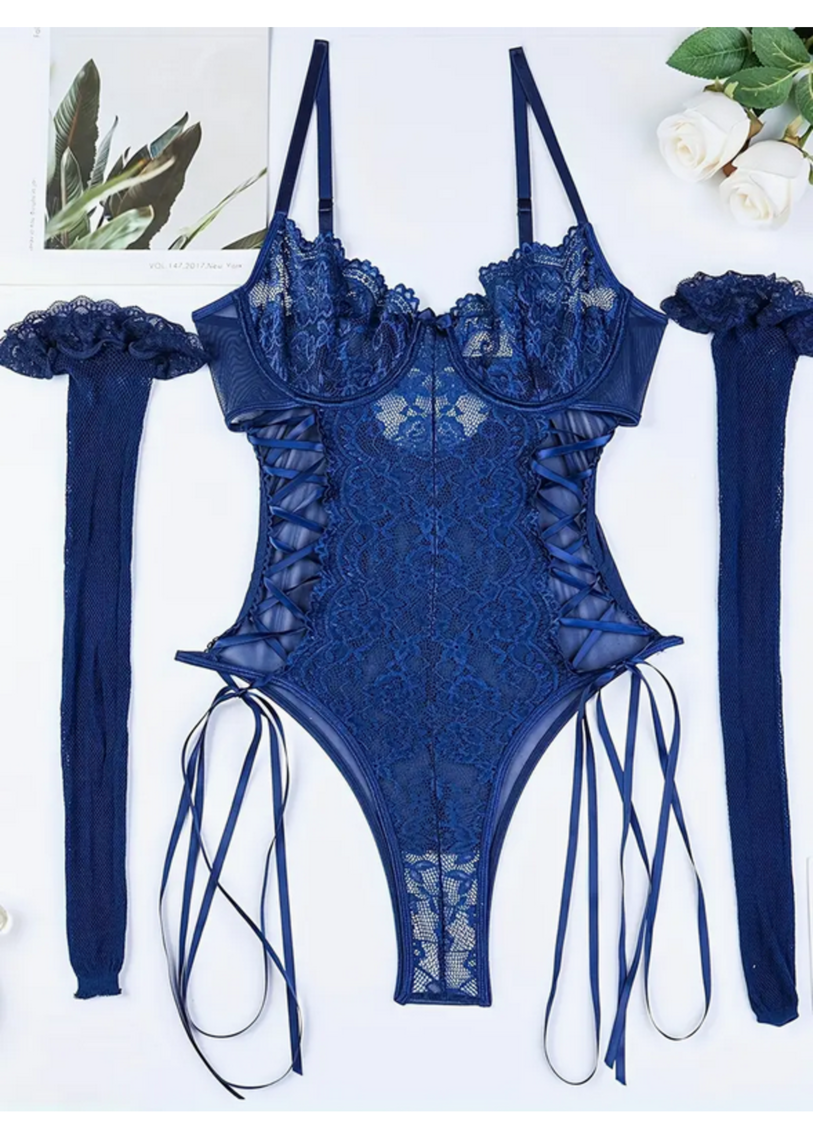 Sexy Blue Lace Teddy