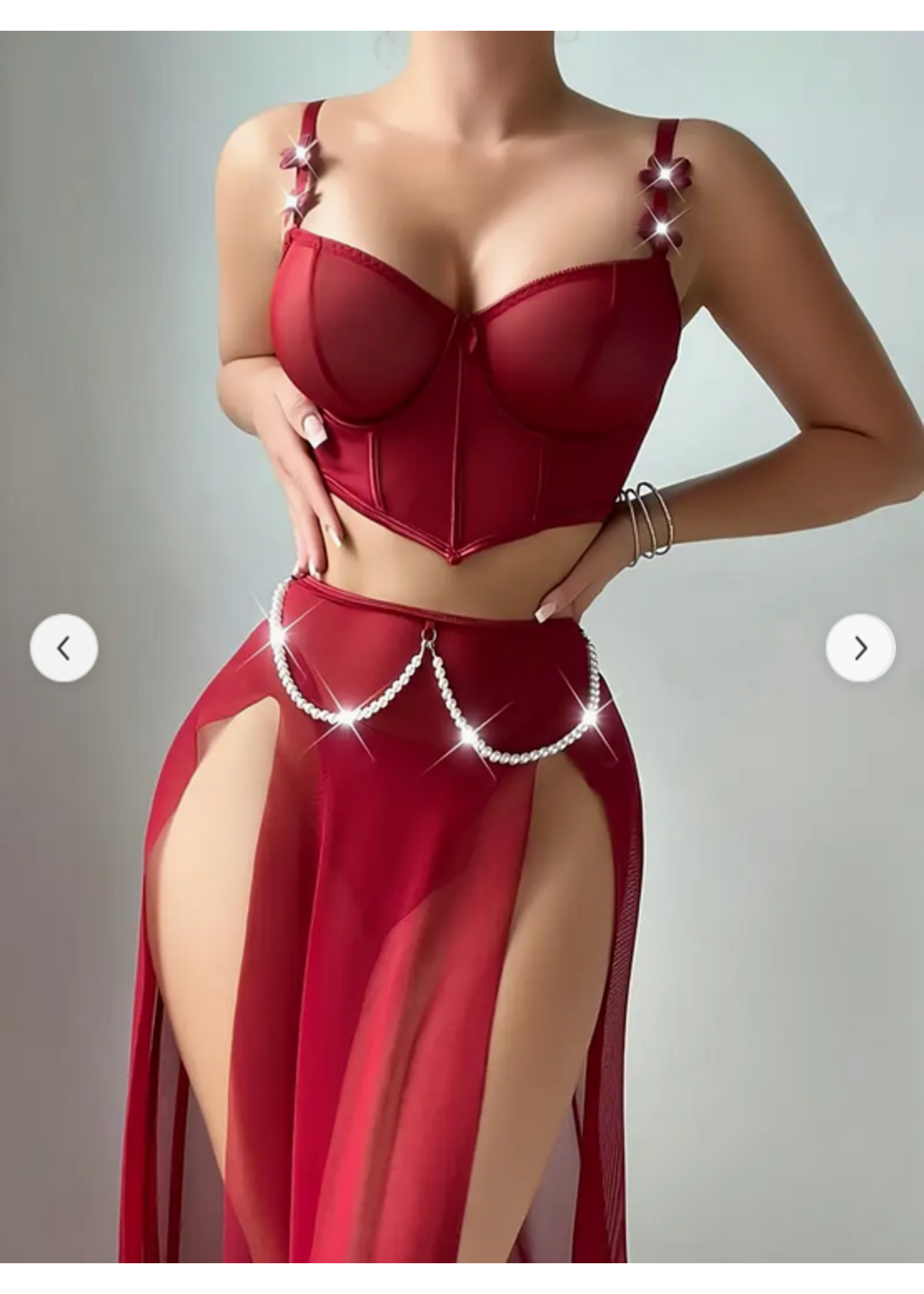 Moonlit Petals 3-Piece Lingerie Set